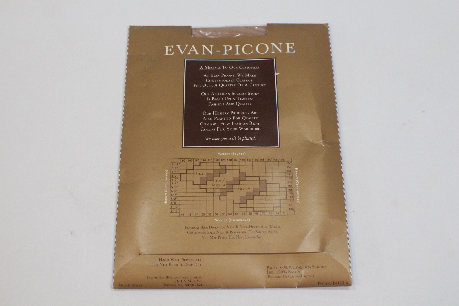Vintage Evan Picone The Satiny Light Control Pantyhose Beige Medium Sandal Foot