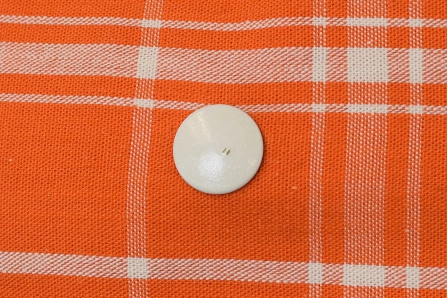 1970s Courreges Hyperbole Orange White Plaid Cotton Coat Jacket Dress