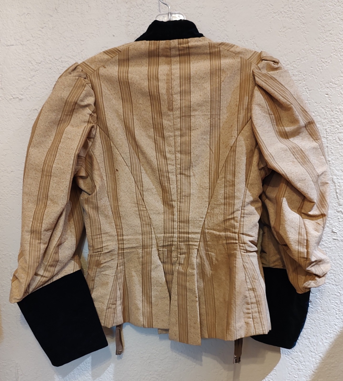 Antique Prairie Dress Camel Tan Striped Walking Skirt & Top metal stays SZ S
