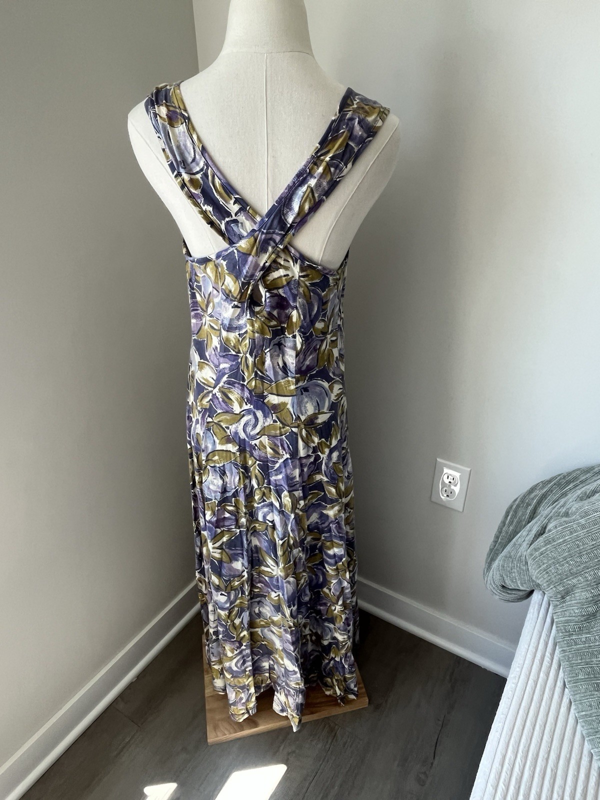 VTG Laura Ashley Italy 100% Cotton Knit Floral Maxi Dress 12 L 90s Cottagecore
