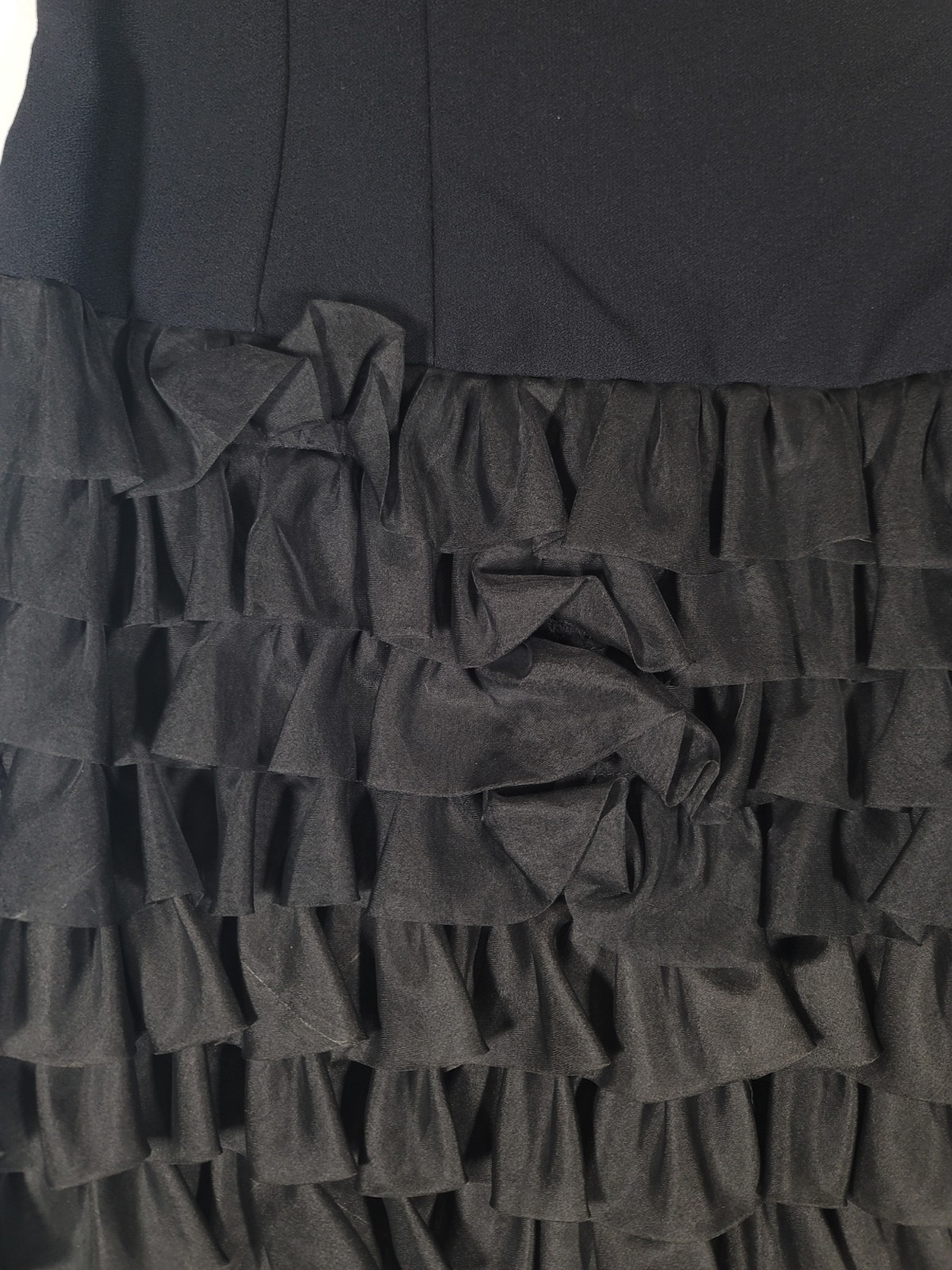 VTG Alfred Werber Black Ruffle Cocktail Dress Womens Tiered Party Dress READ