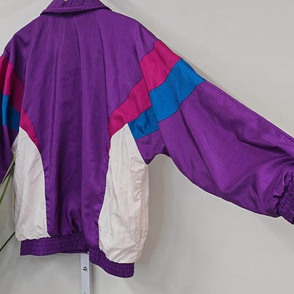 Cabazon Vintage 80s 90s Colorblock Windbreaker Jacket Purple Pink Blue Womens S
