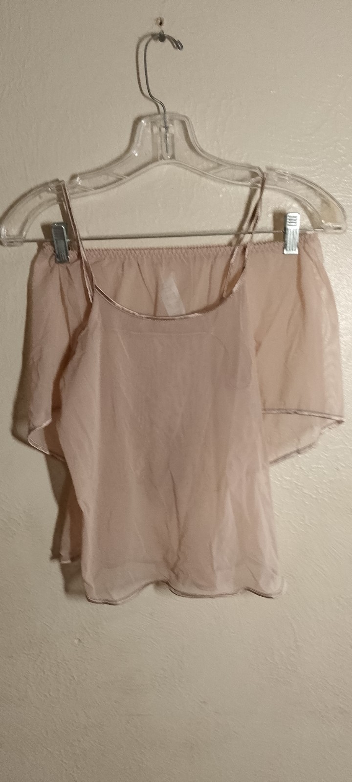 Vtg,Vassarette Nude Chiffon Cami & Shorts Set ,Sheer,Satin Trim,Small 17-167.
