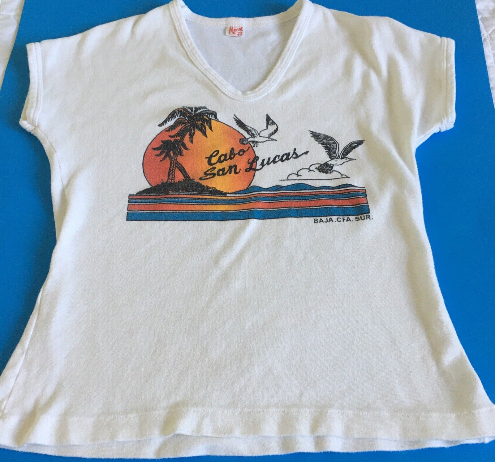 VTG 70&rsquo;s 80&rsquo;s Women’s Graphic T-Shirt, Cabo San Lucas Beach, Marsok T Sm-Med