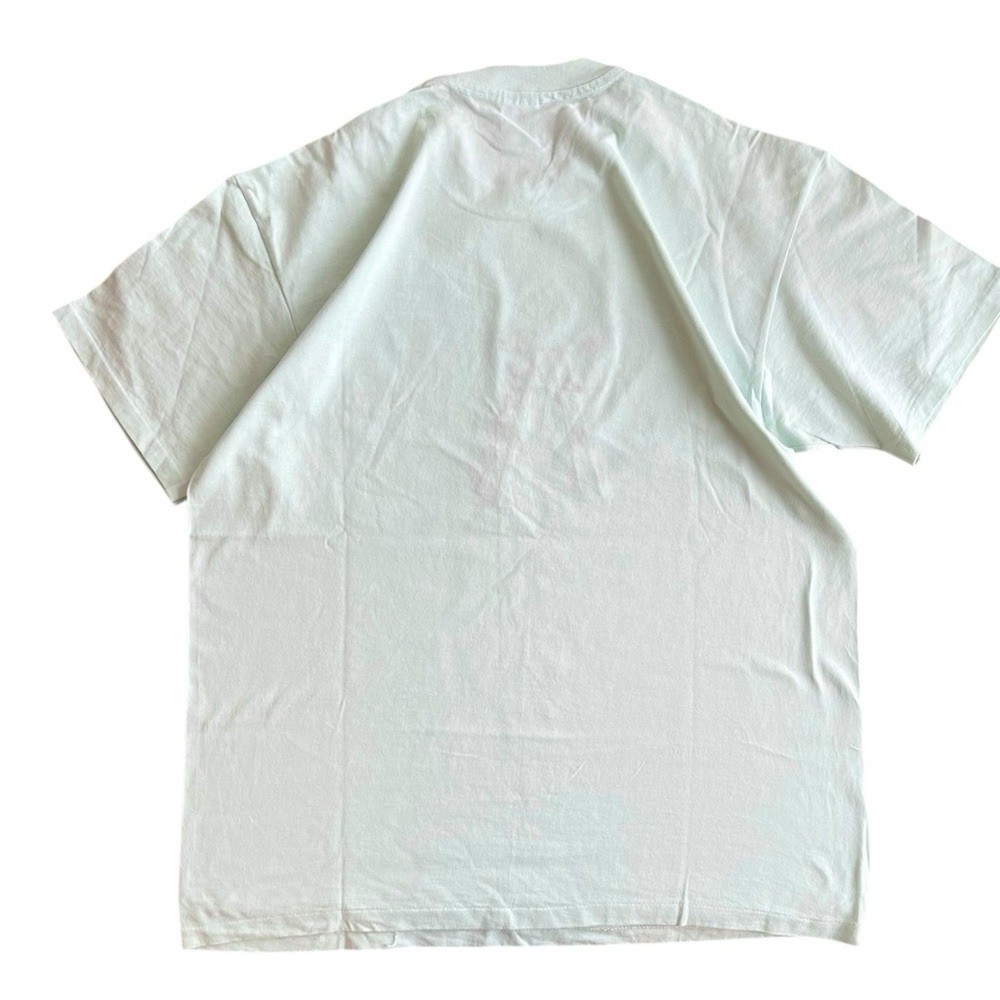 Vintage Anvil Pastel Mint Green Cotton Embroidered Flowers Tee T-Shirt XL