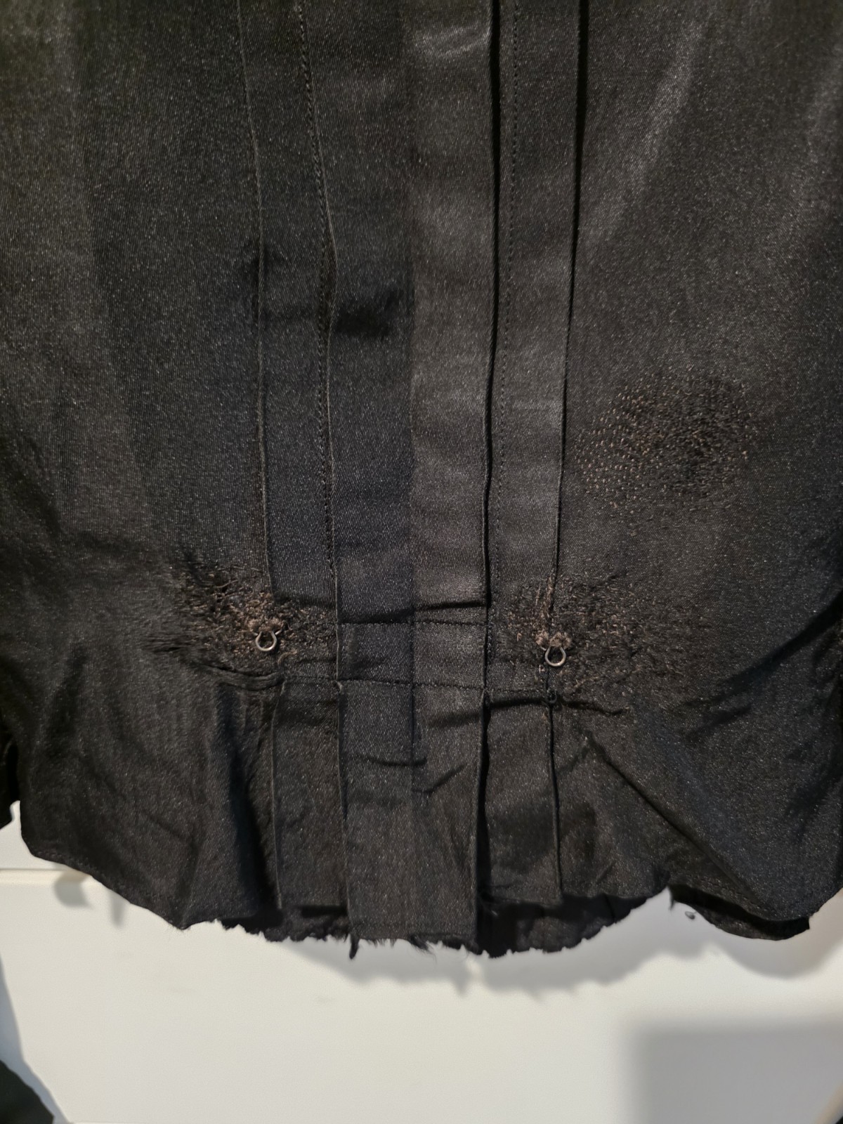 Antique 1890s Victorian Black Silk Mourning Bodice Blouse High Neck Pleated Lace