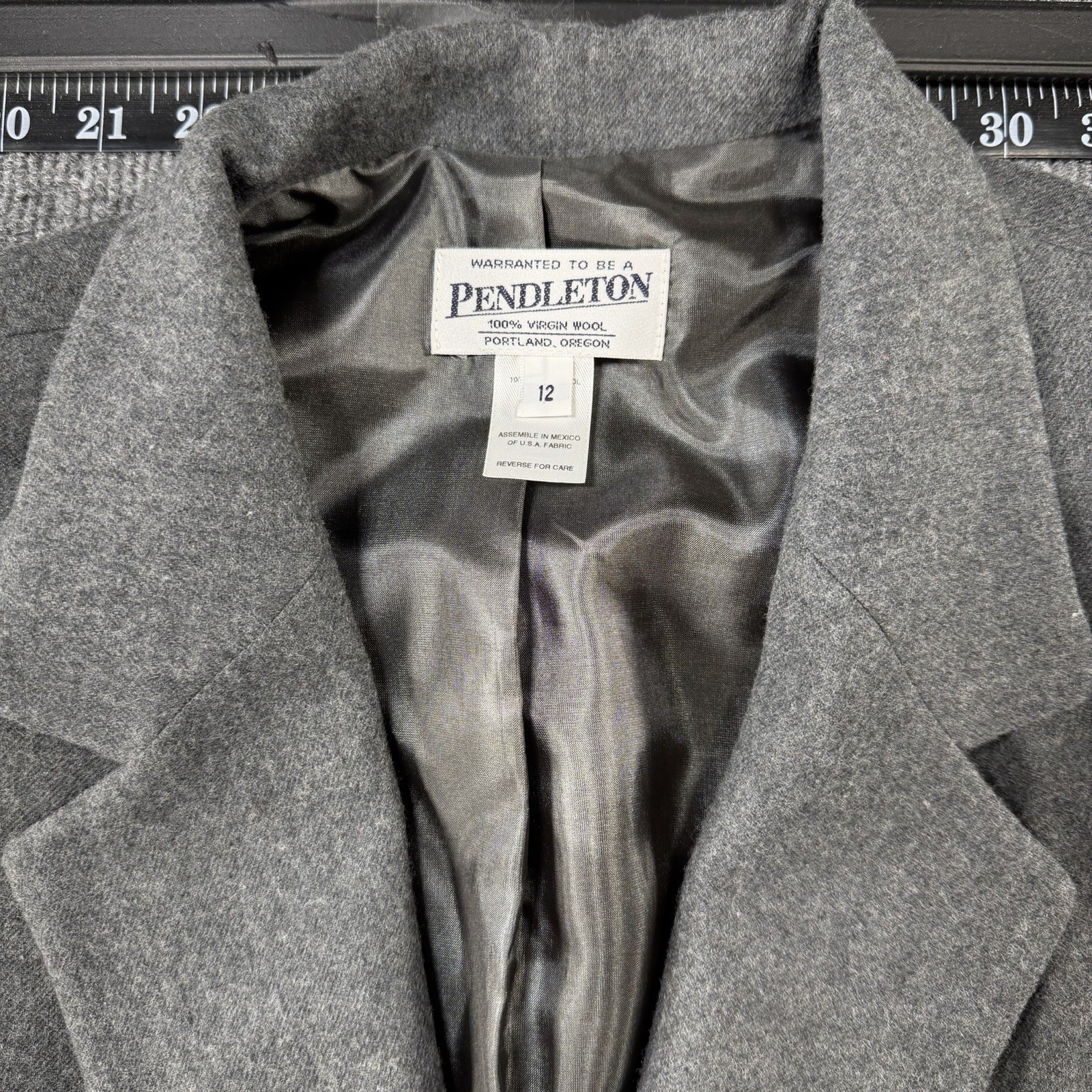 Vtg Pendleton 100% Wool 2-Pc Women&rsquo;s Dark Gray Suit Blazer S 12, Pants S 12