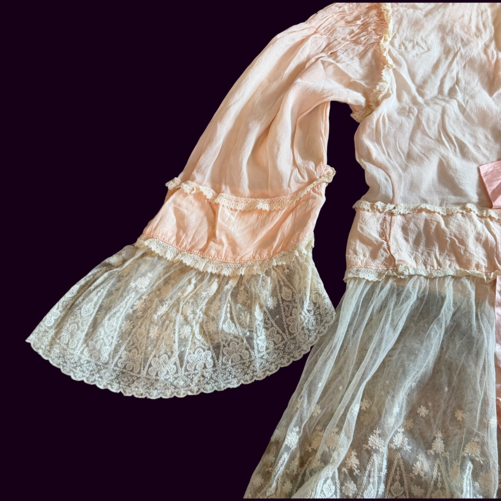 Antique Victorian Edwardian Ethereal Pastel Bohemian Ornate Bed Jacket S