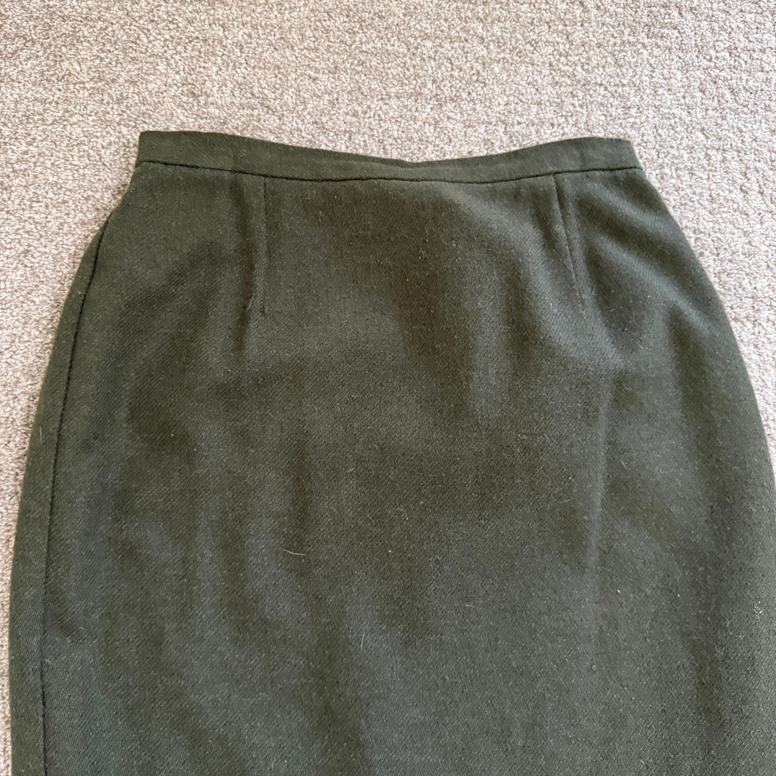 Requirements Vtg Forest Green Wool Blend Maxi Column Pencil Skirt Fringe Hem 8