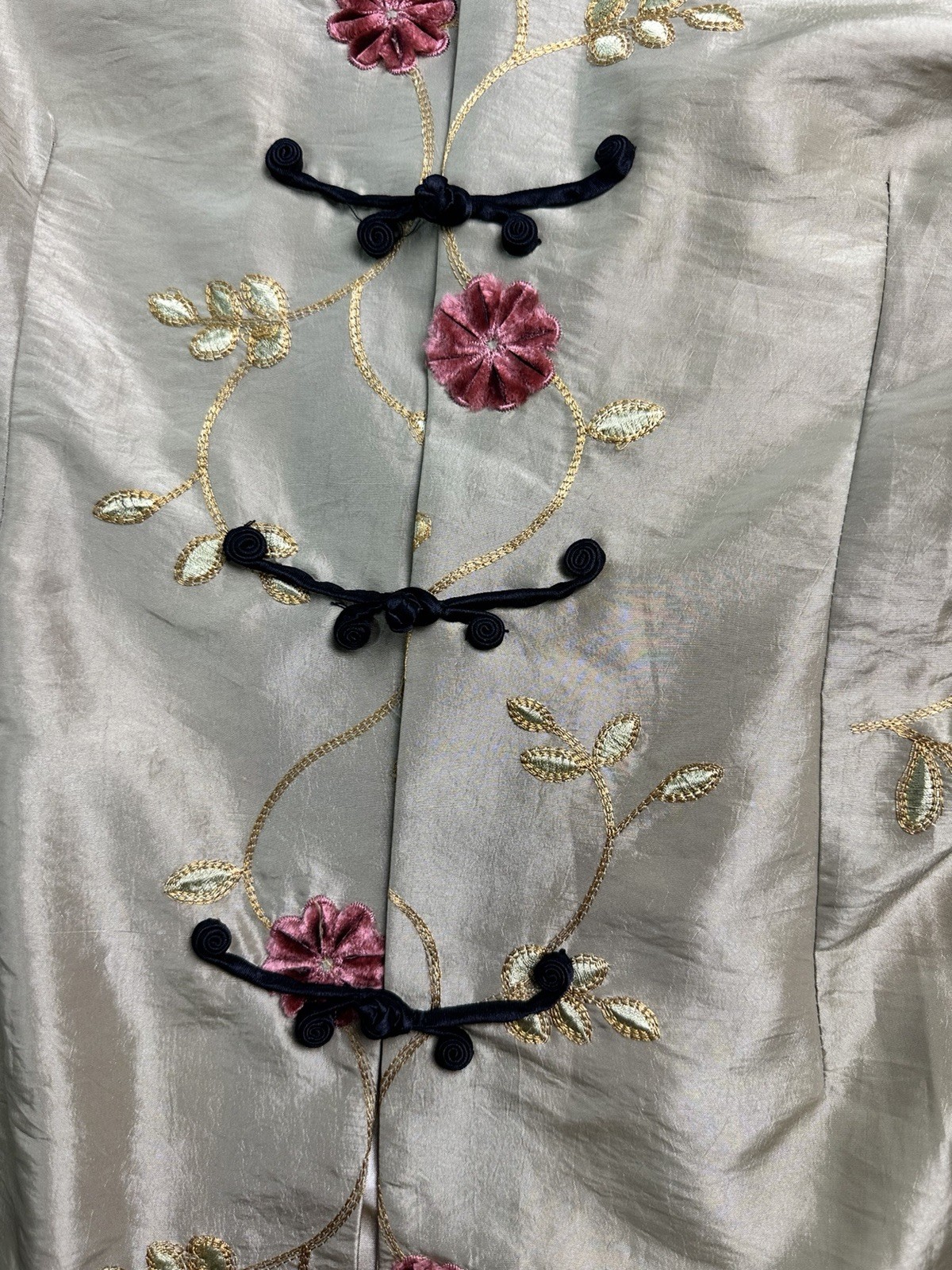 🪷 VTG Inspired Asian Embroidered Mandarin Jacket women 5XL Fits L 44-15 🪷
