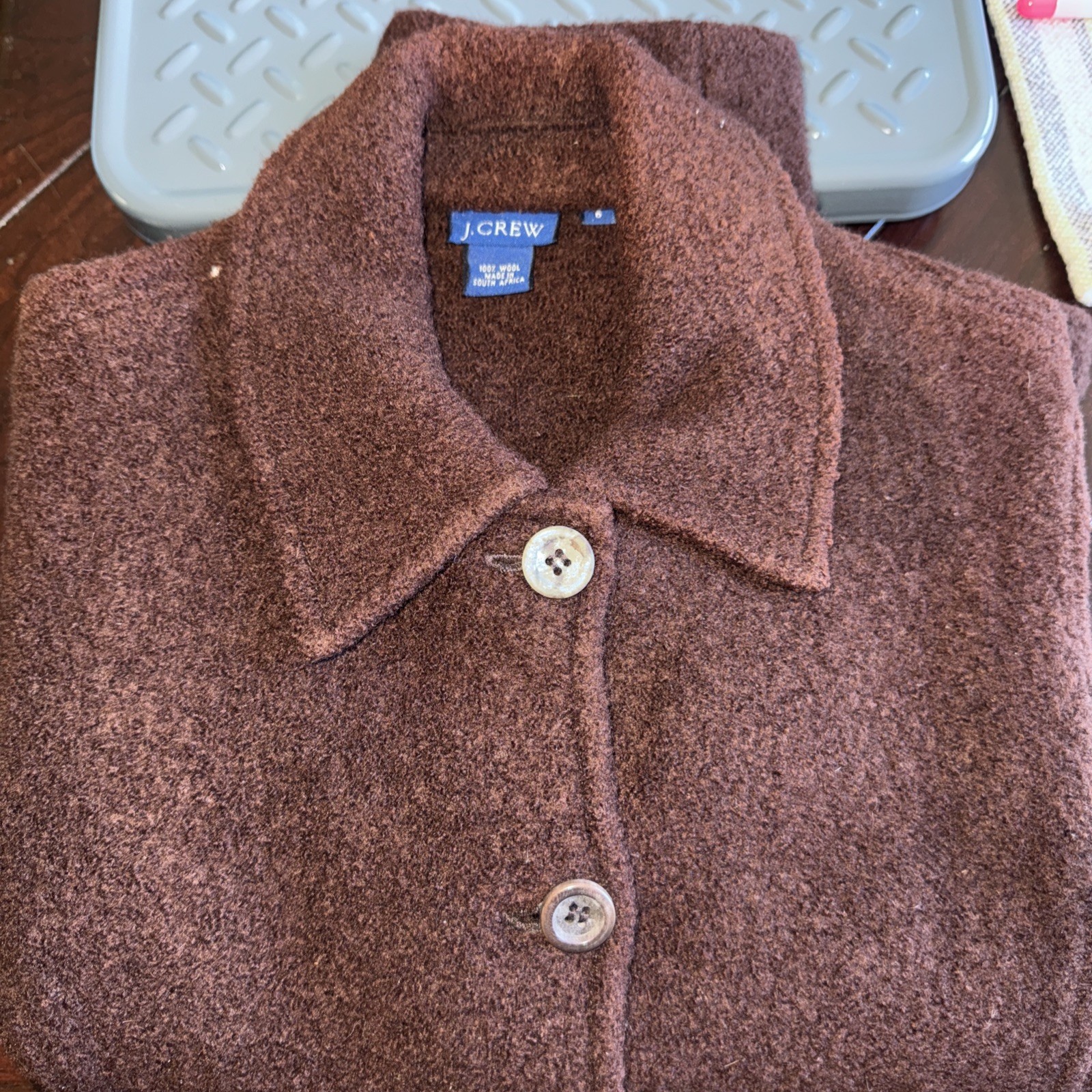 J Crew Vintage 100% Wool peacoat Jacket Size 6 Women&rsquo;s Brown Pockets Y2K #78
