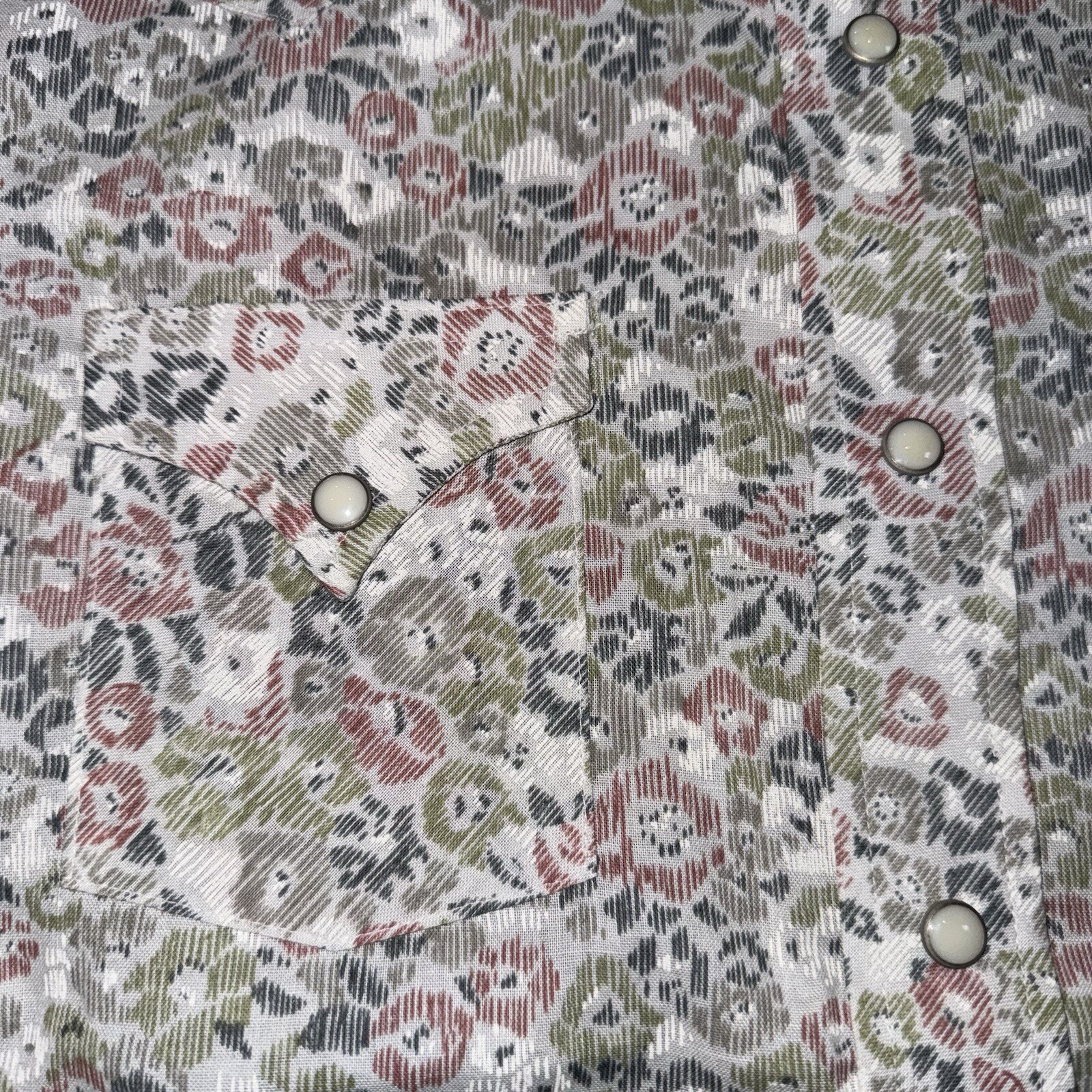 Vtg Pearl Snap Shirt Ely Plains Western Rockabilly AOP Floral 70s Size 13 14