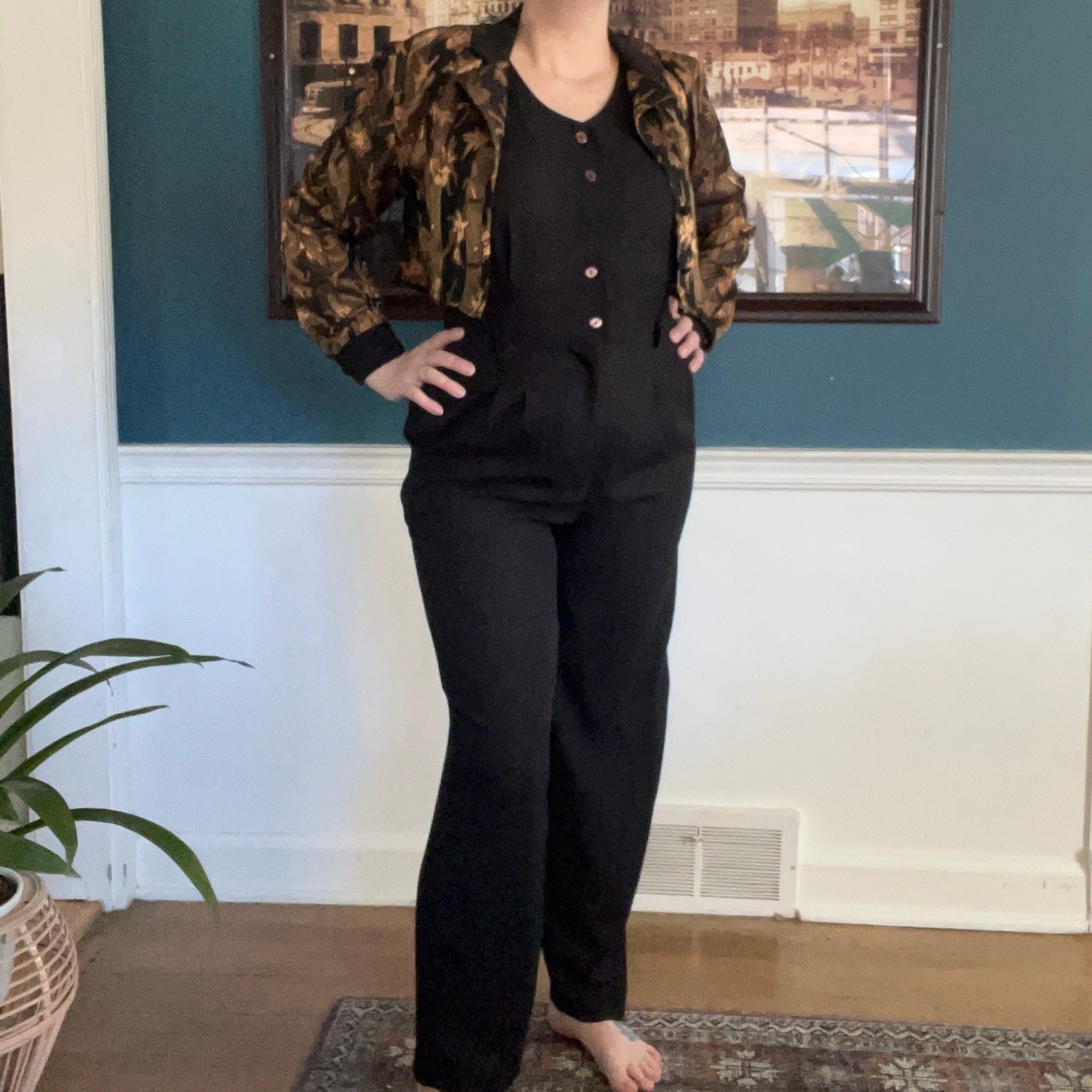 80s black & gold jumpsuit