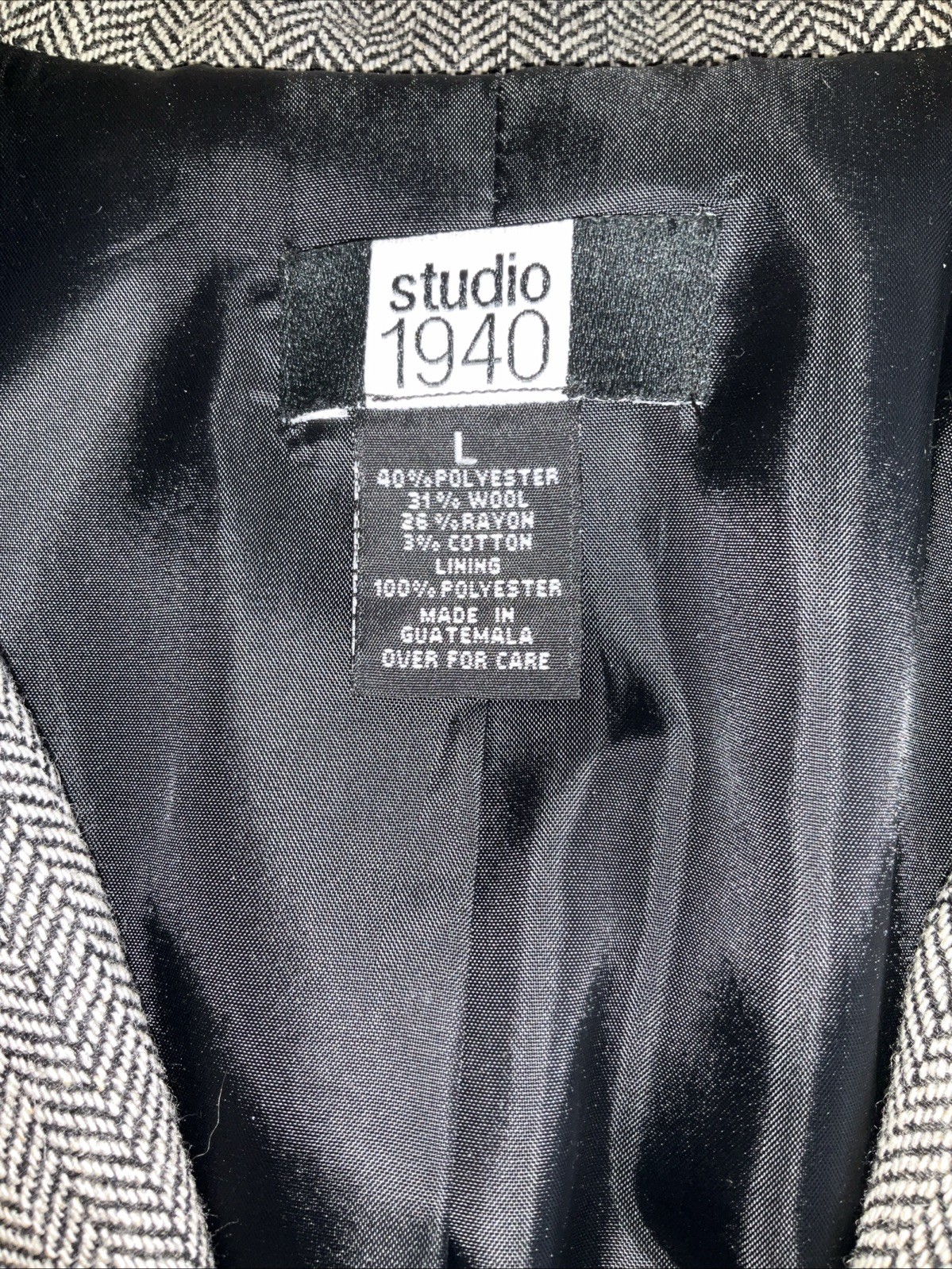 Studio 1940 Woman’s Blazer Jacket Vintage Size Large Black & White Wool Blend