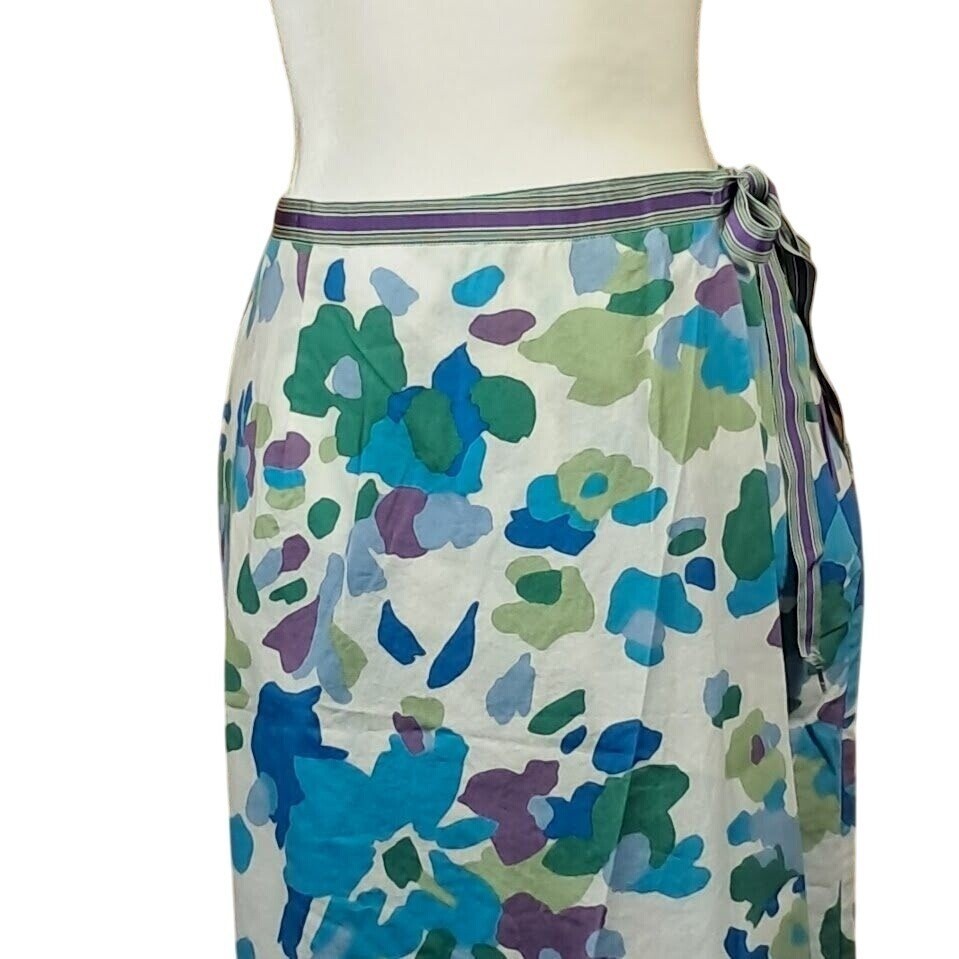 Vintage 60s PLAY BY LEON LEVIN 8 Mod Floral Wrap Skirt Side Zip Knee Length