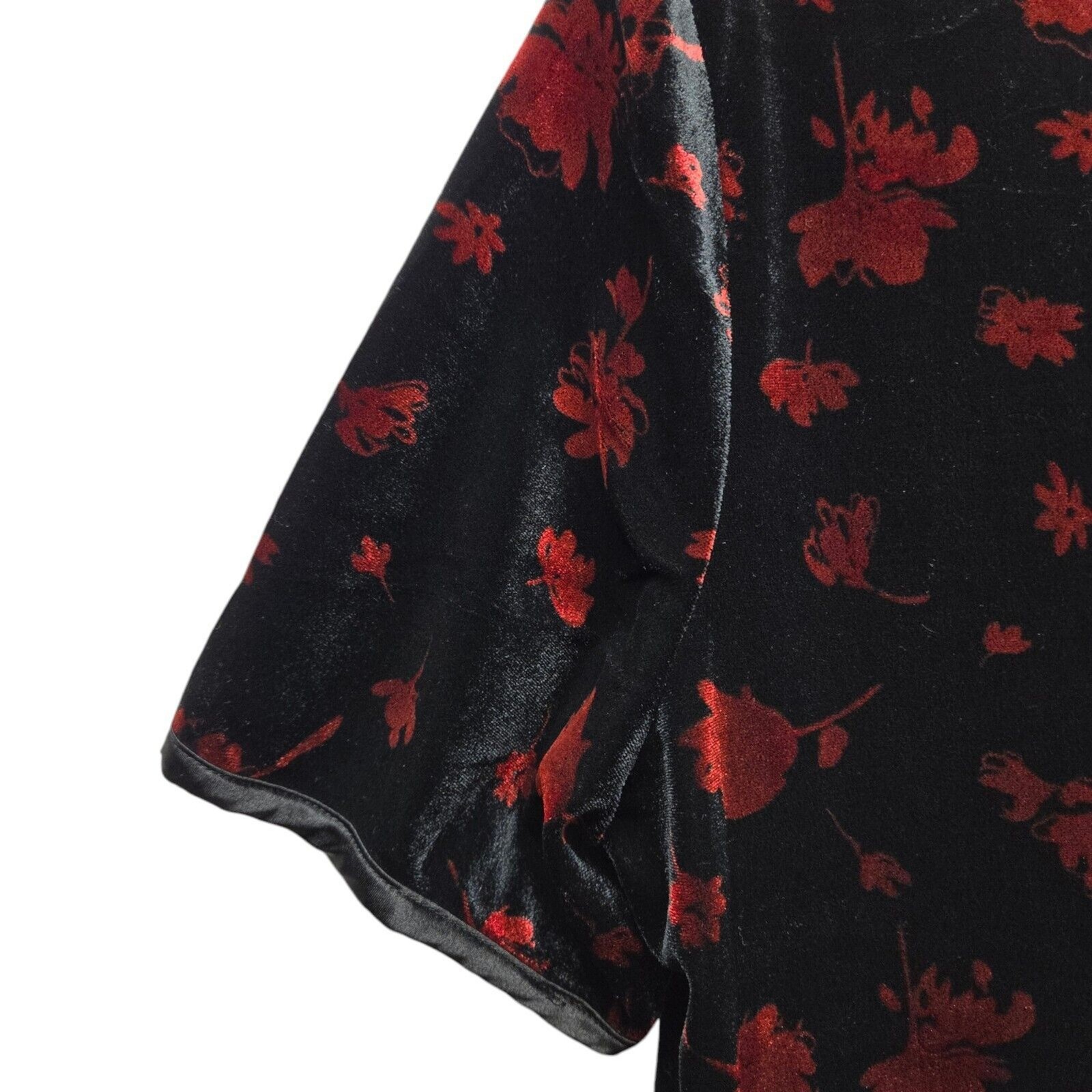 Another Thyme Dress size 14 Maxi Modest Red Velvet Floral Vintage fairygoth