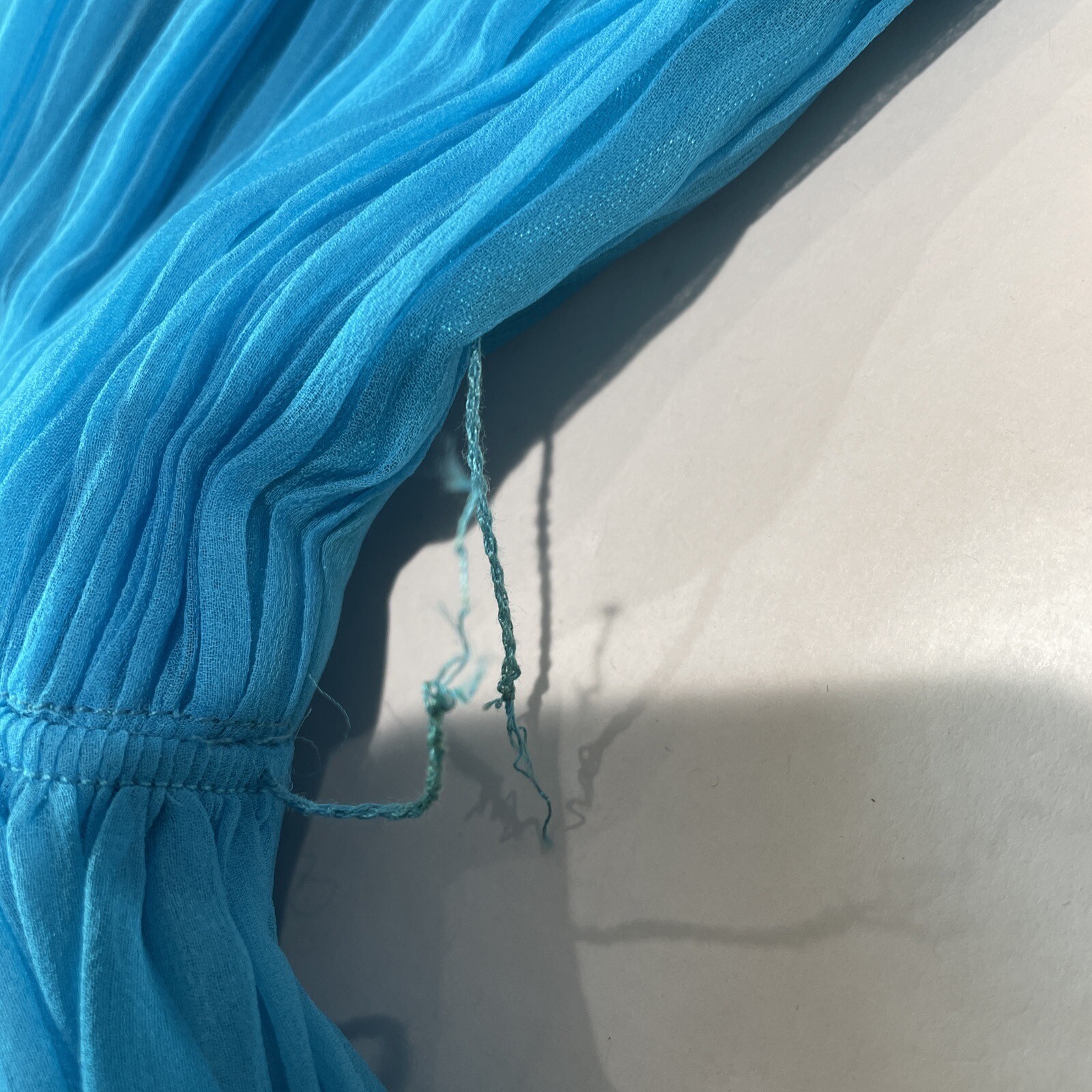 Vintage 50s 60s Chiffon Dress Prom Party Aqua Turquoise Waist 24 (SEE FLAWS