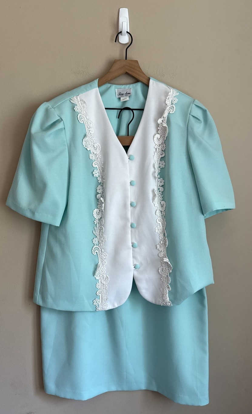 Skirt Suit Vintage 80s 90s Button Secretary Grandmacore Womens Size 16 16W