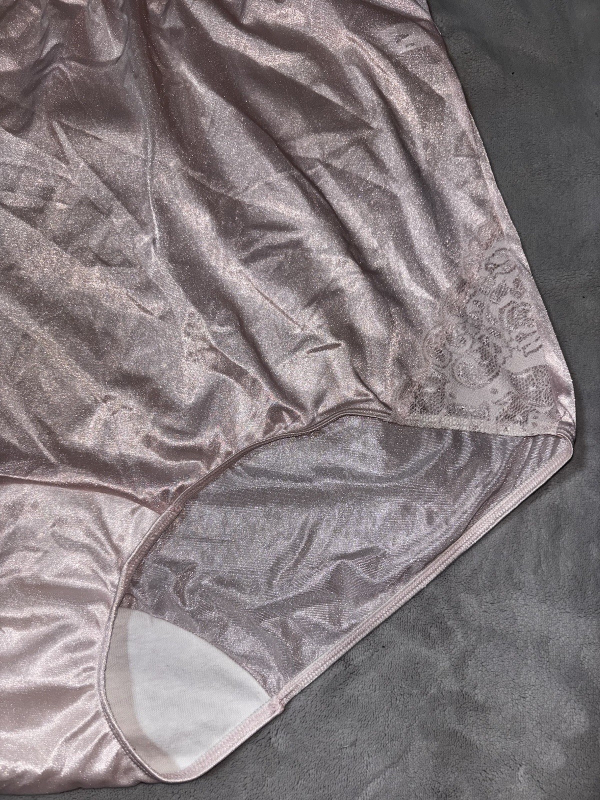 Vtg Shadowline Shiny Nylon & Lace Granny Panty Full Cut Brief Plus 3XL 3X New