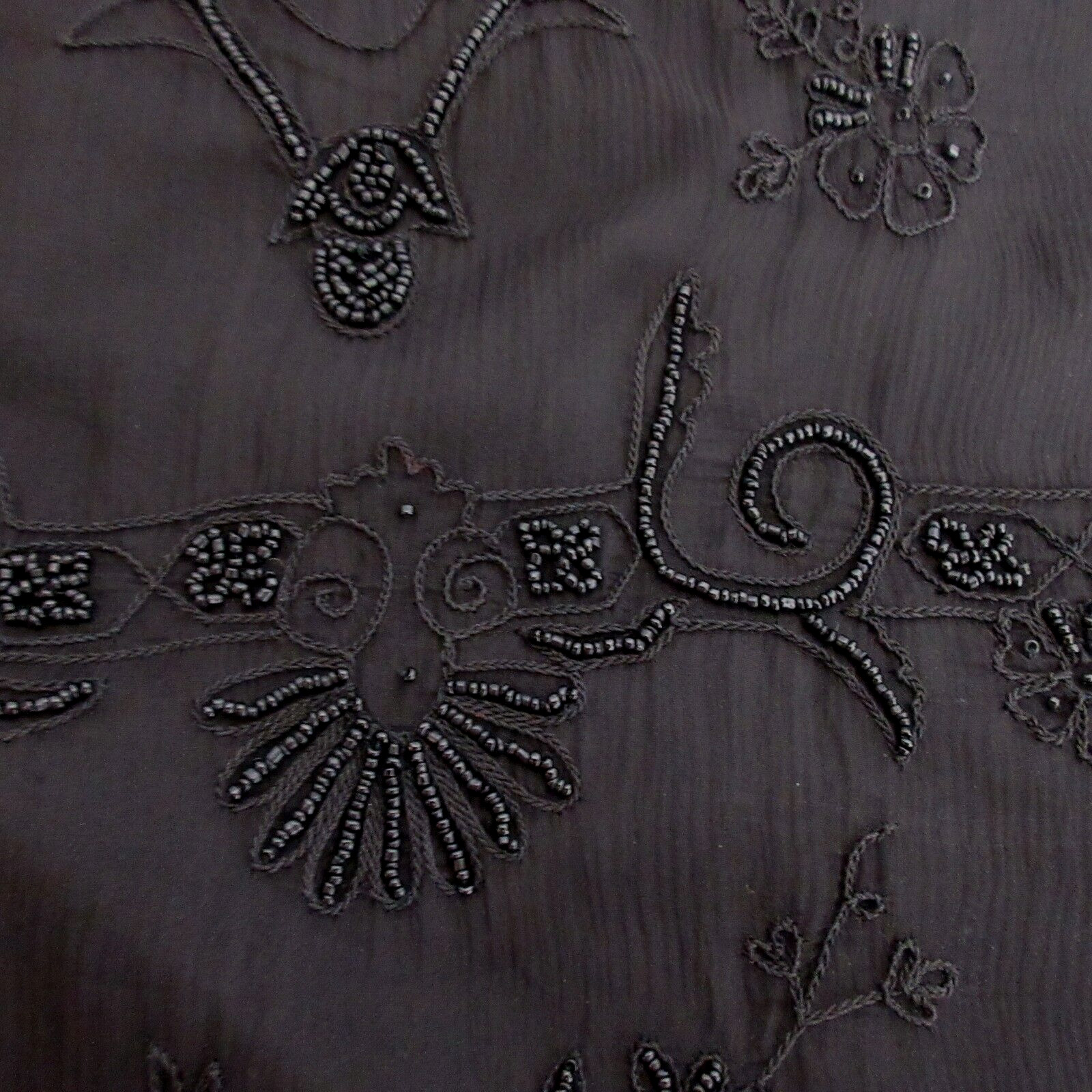 Rafaella Black 100% Silk Vest Medium Black Heavily Beaded Front Back Embroidered
