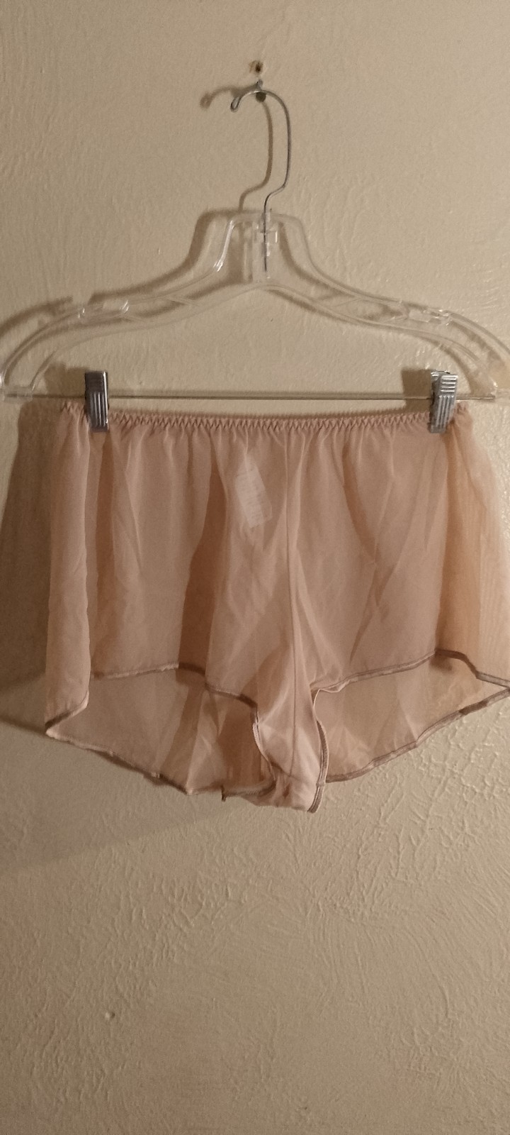 Vtg,Vassarette Nude Chiffon Cami & Shorts Set ,Sheer,Satin Trim,Small 17-167.