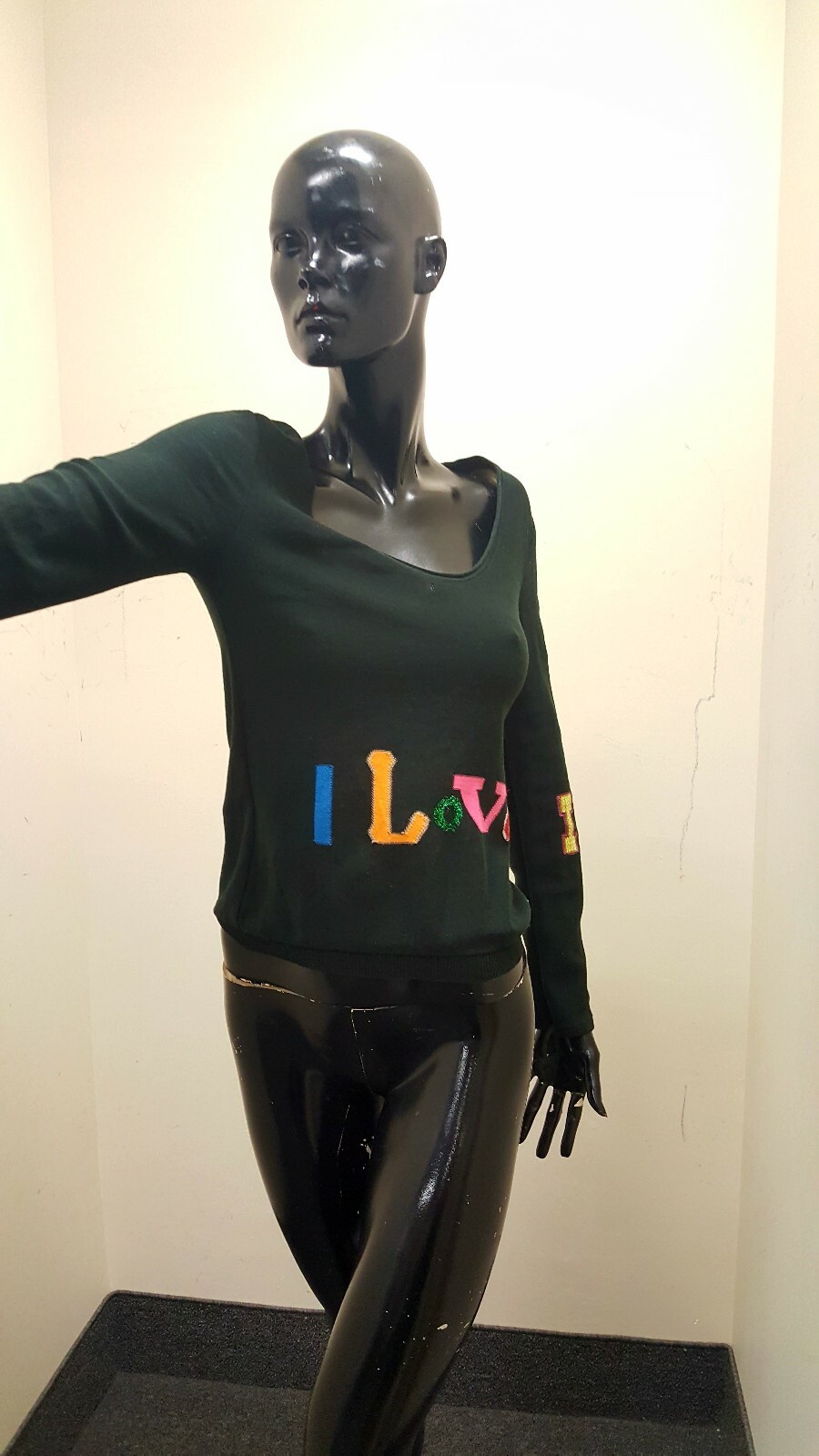 Sonia Rykiel sweater pullover  » I LOVE IT » aplicque balck s.40 BLACK 1-14