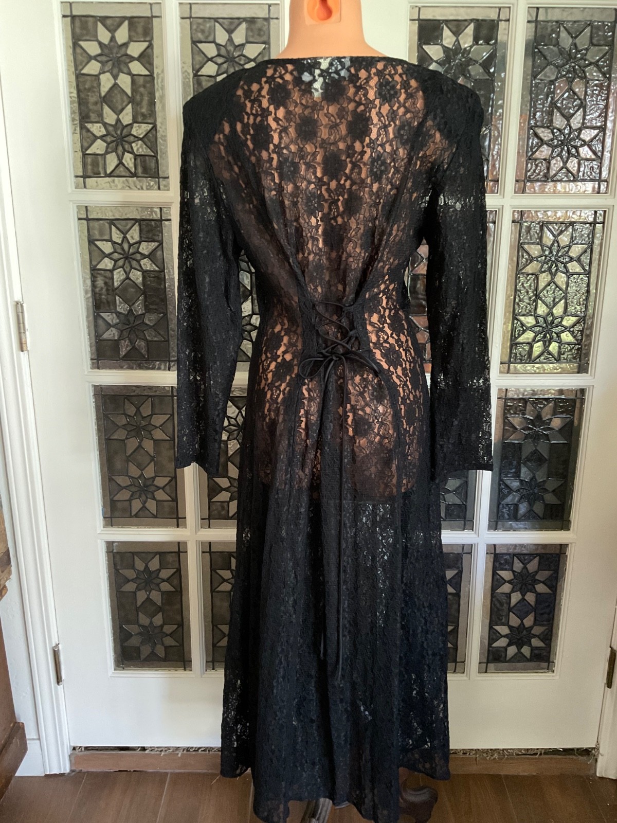 Vtg. Stella Lace Maxi Dress Boho Cottagecore Fairycore whimsical goth witchy