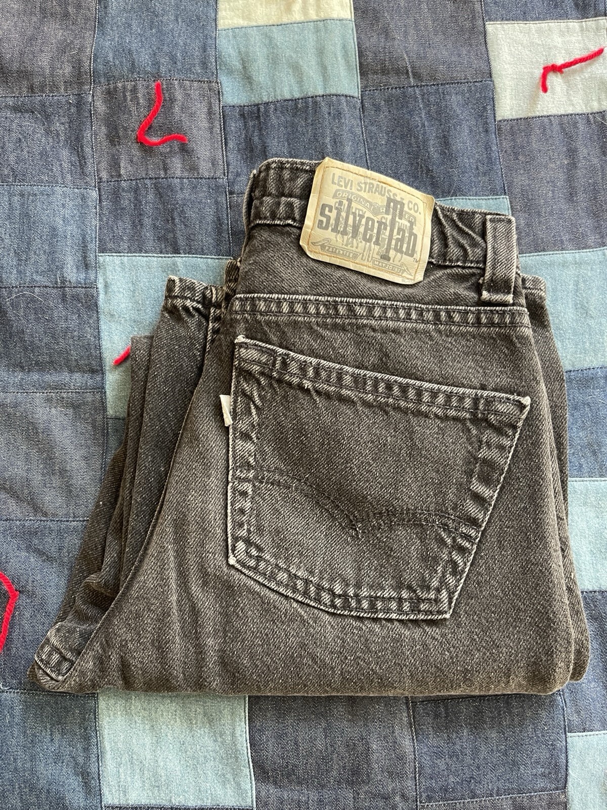 Vintage Levi&rsquo;s Silver Tab Black Jeans Loose 14 26×25 Button Fly 1993 90s Retro