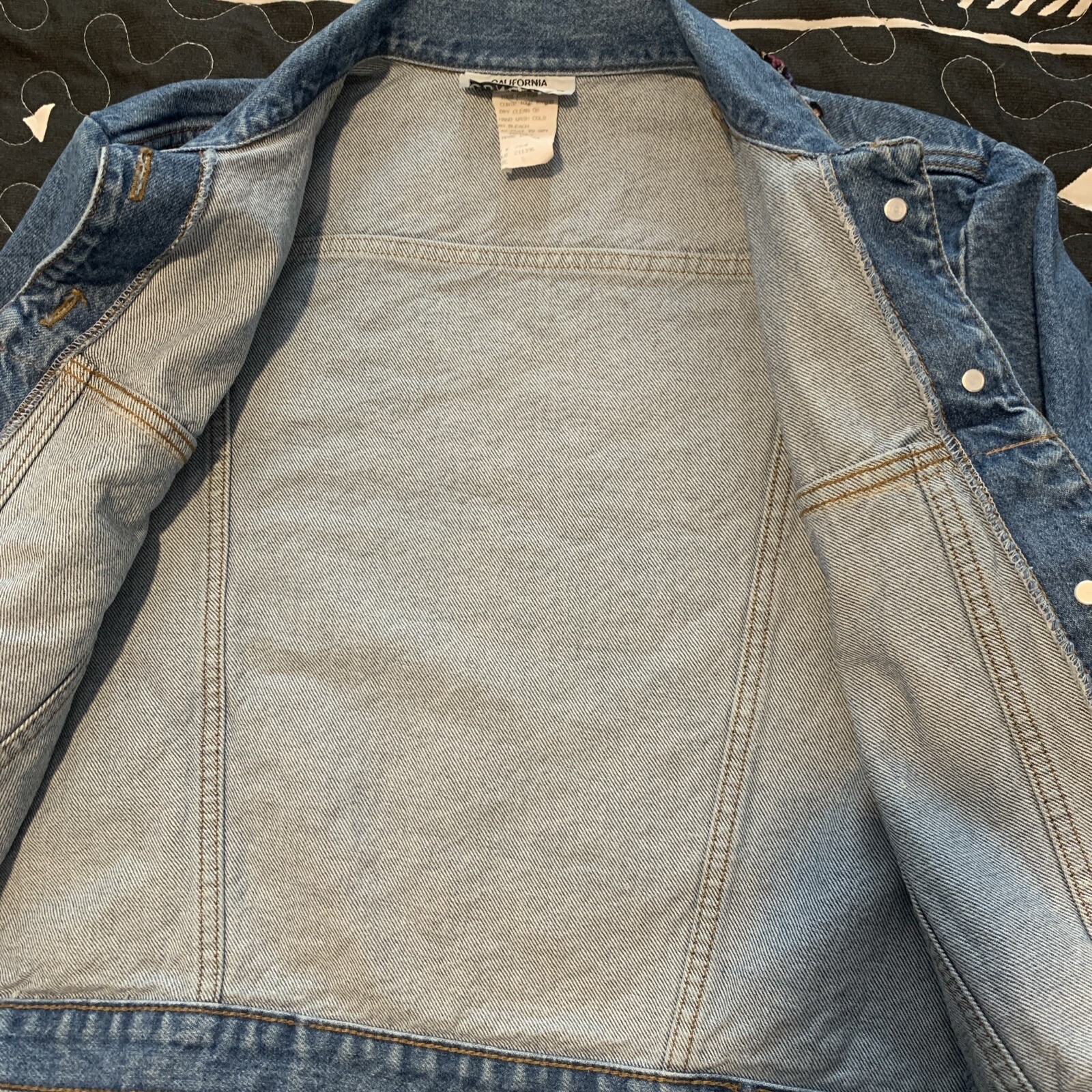 Vintage California Concepts Denim Jacket 80s 90s Romantic Ruffle Trim Crop Sz S