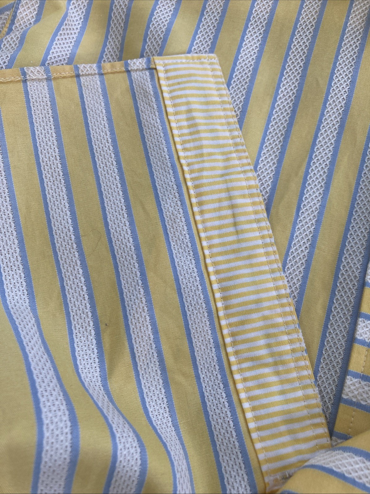 Vintage 1990s Handmade Striped Button Down Women Shirt Textured Dobby S/M Spring