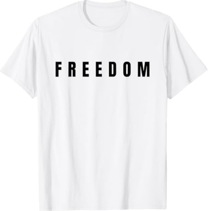 Freedom Black Text Minimalist Design,Bold Typography Graphic T-Shirt