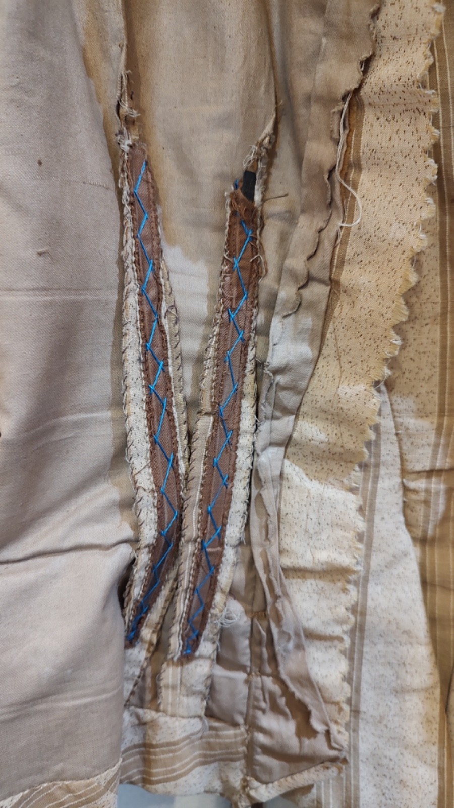 Antique Prairie Dress Camel Tan Striped Walking Skirt & Top metal stays SZ S