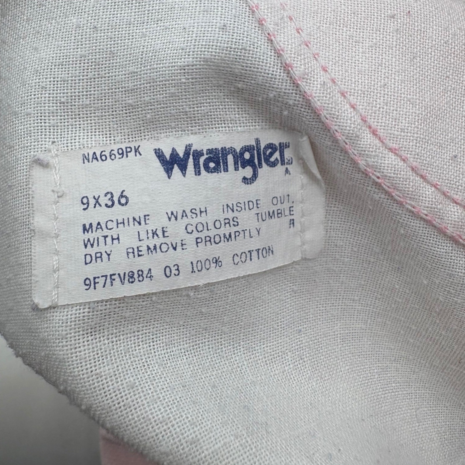 Vintage Wrangler Western Bareback Pink Denim Jeans NA669PK Womens 9 24×33 USA