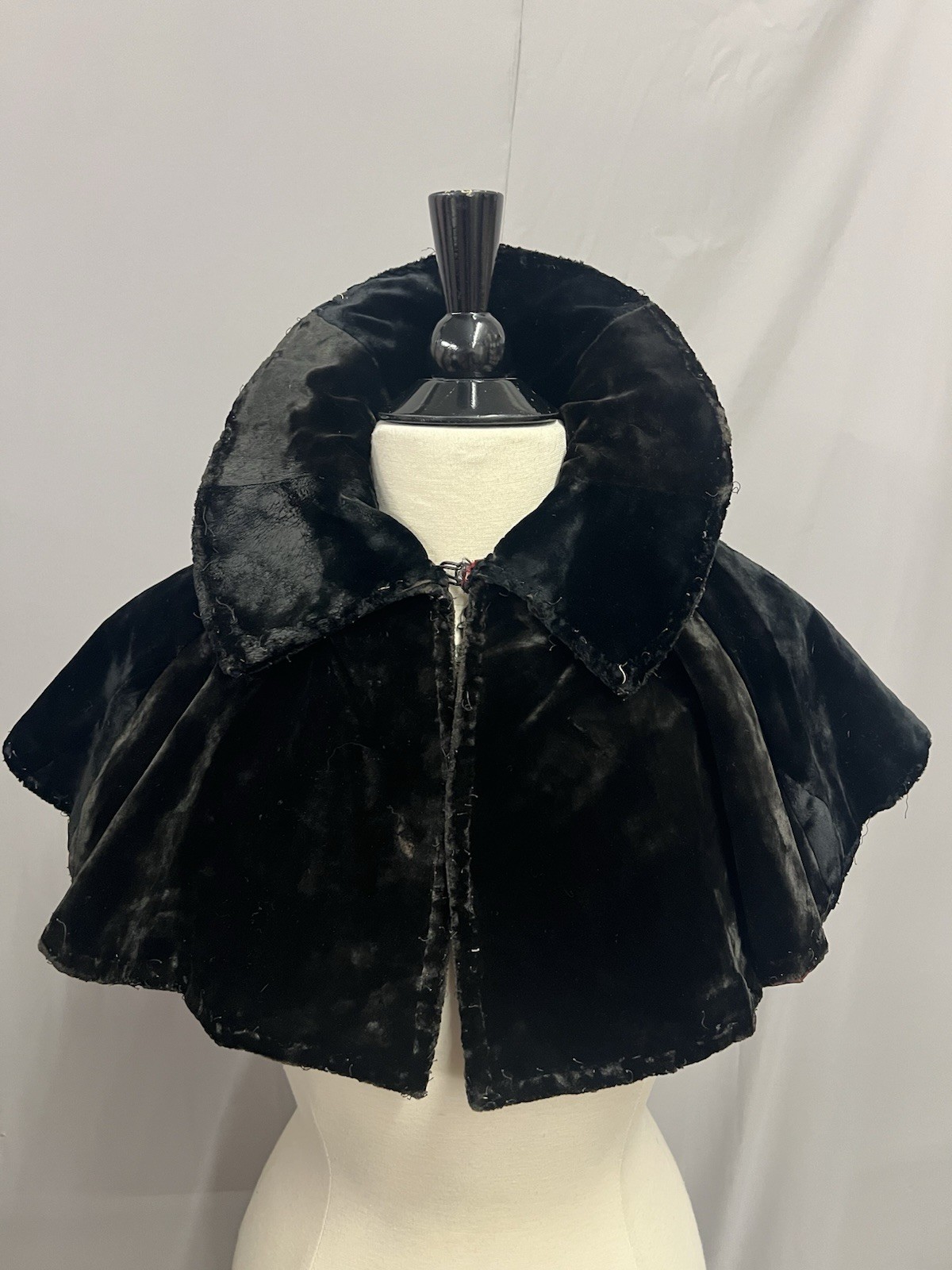 Elegant 1890’s Black Plush Velvet Caplet
