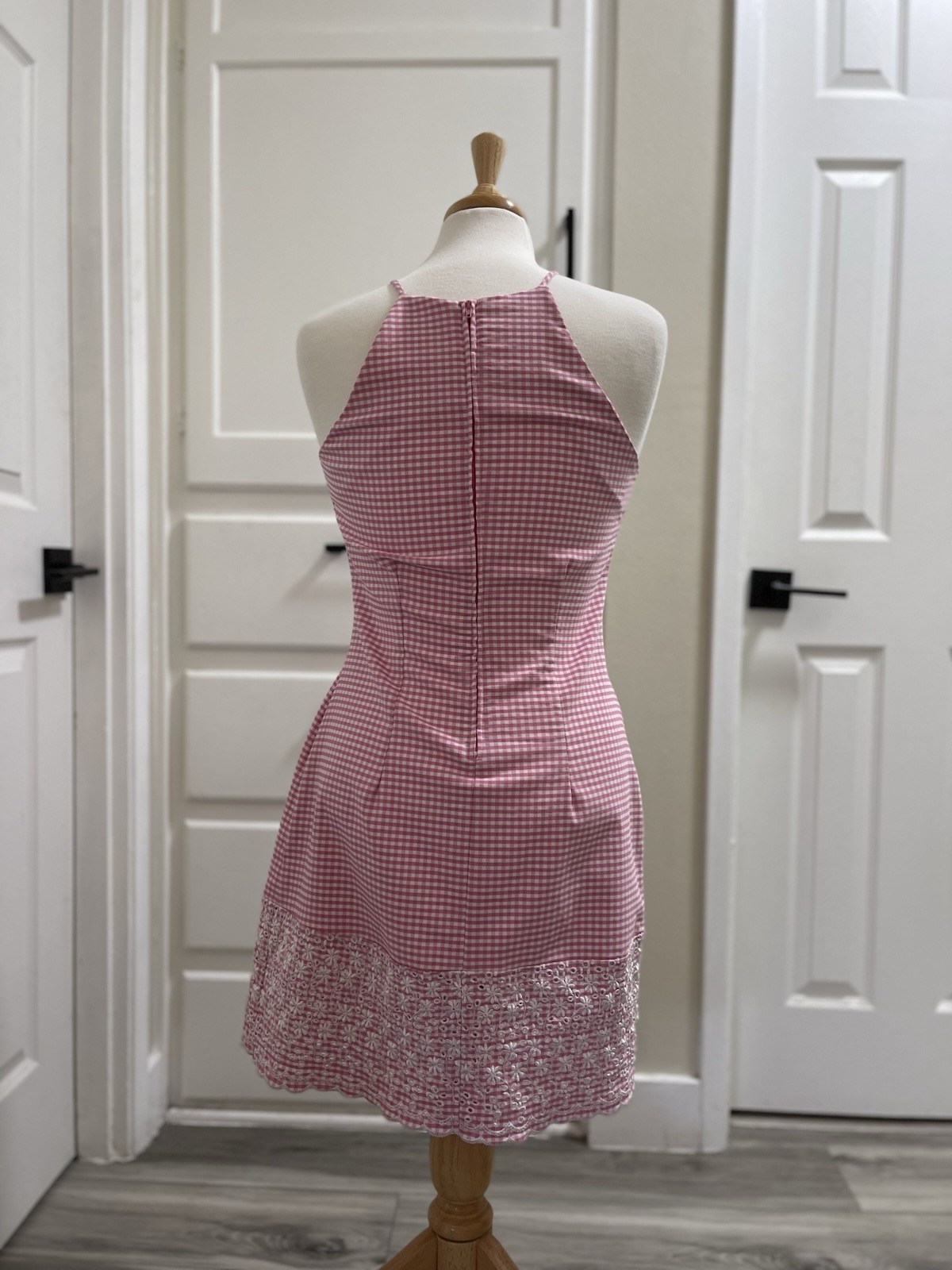 Vintage 90s California Concepts Gingham Sun Dress Size 7 Pink Y2K