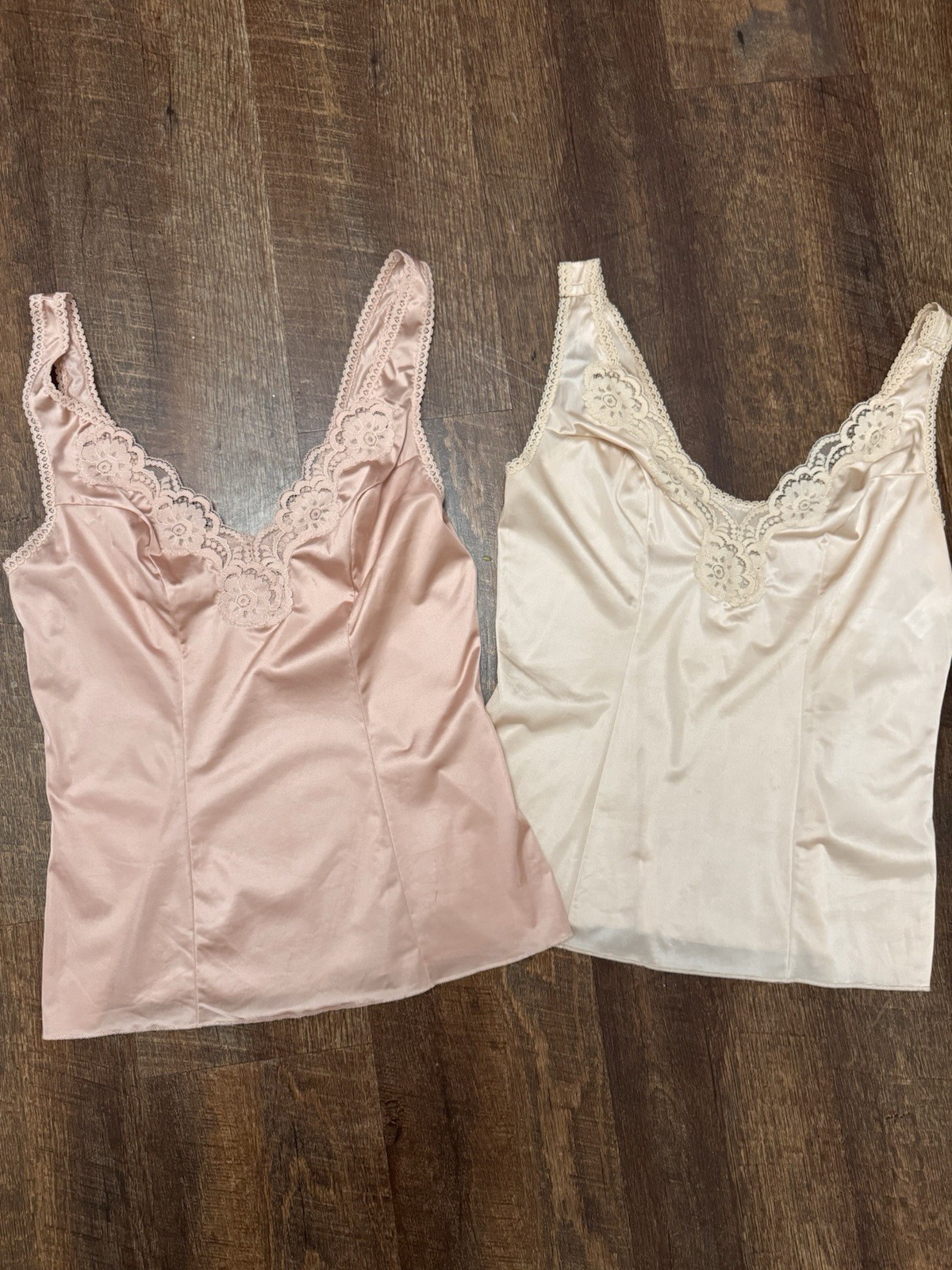 Vintage Vassarette Satin Lace Camisole Set Pink Ivory Size 34 Small 1980’s