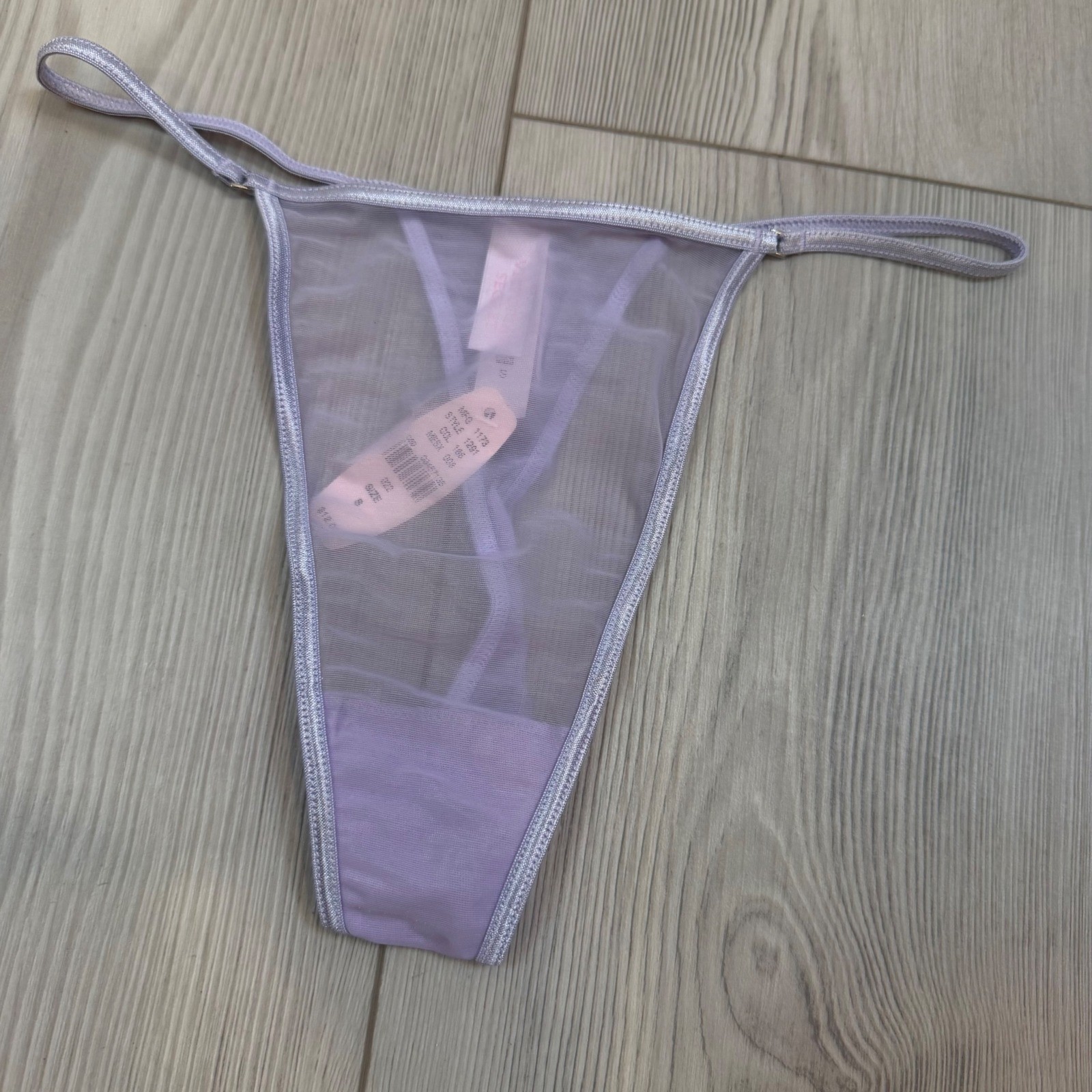 Vintage Victorias Secret V-String Thong Lavender Purple Sheer Mesh Y2K NWT Small