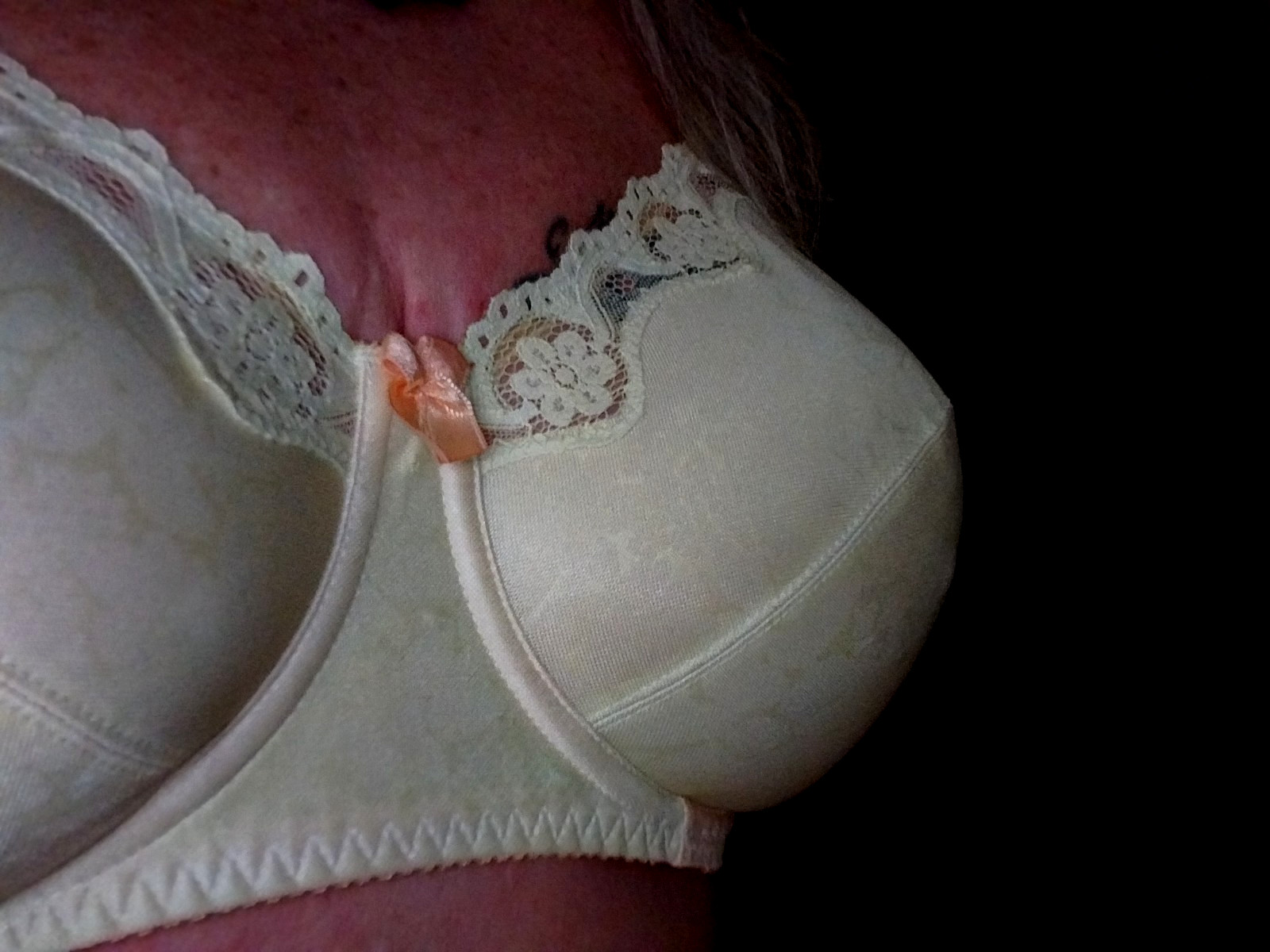 VTG SILKY NYLON PEACH YELLOW DAISY FLOWER UW BRA HANES NWT BIT POINTY PIN UP 36D