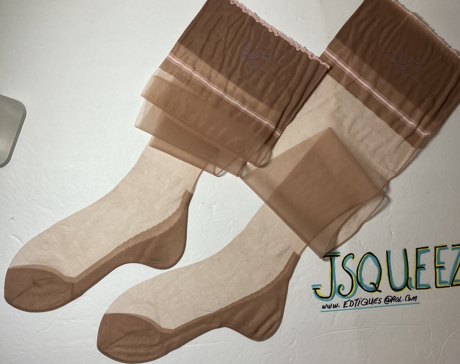 3 PAIRS VTG SUNTONE 15/51 FF SHEER FLAT PLAIN NYLON STOCKINGS 8.5” X 30” Vintage