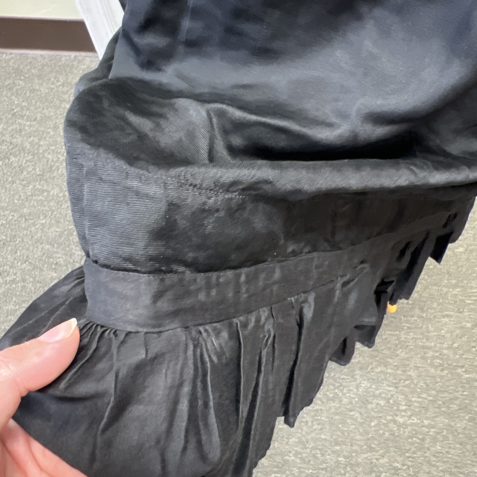 Beautiful Original Edwardian Pattern Black Polished Cotton Petticoat, SZ 26&Prime;-28&Prime;