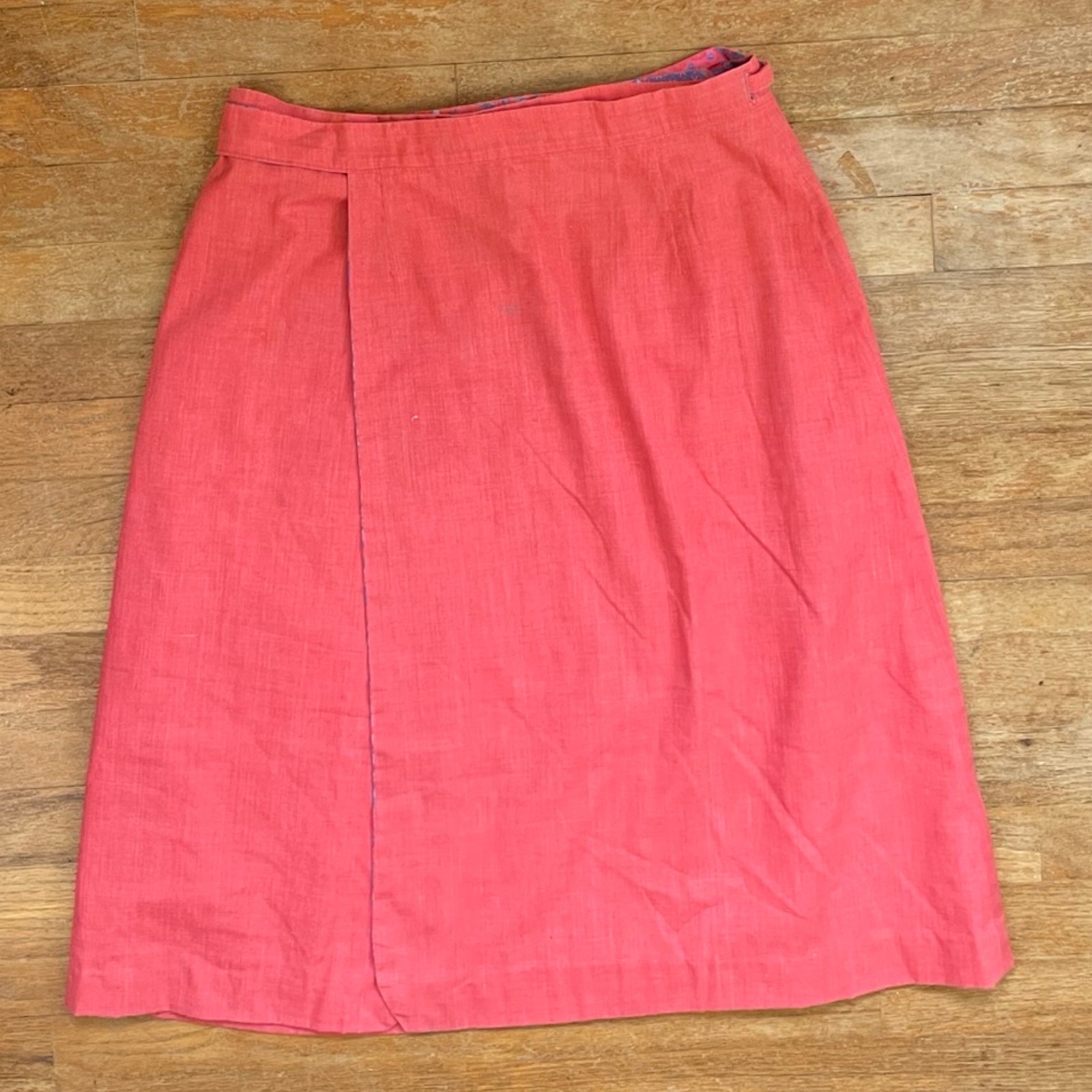 Vintage Skirt Reversible Plain & Print Wrap Hand Tailored 1970s Size XS – Small