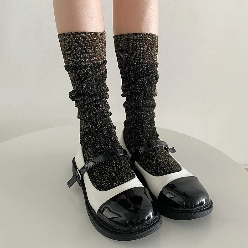 Glitter Long Socks For Women Fashion Shiny Stockings Female Summer Thin Socks