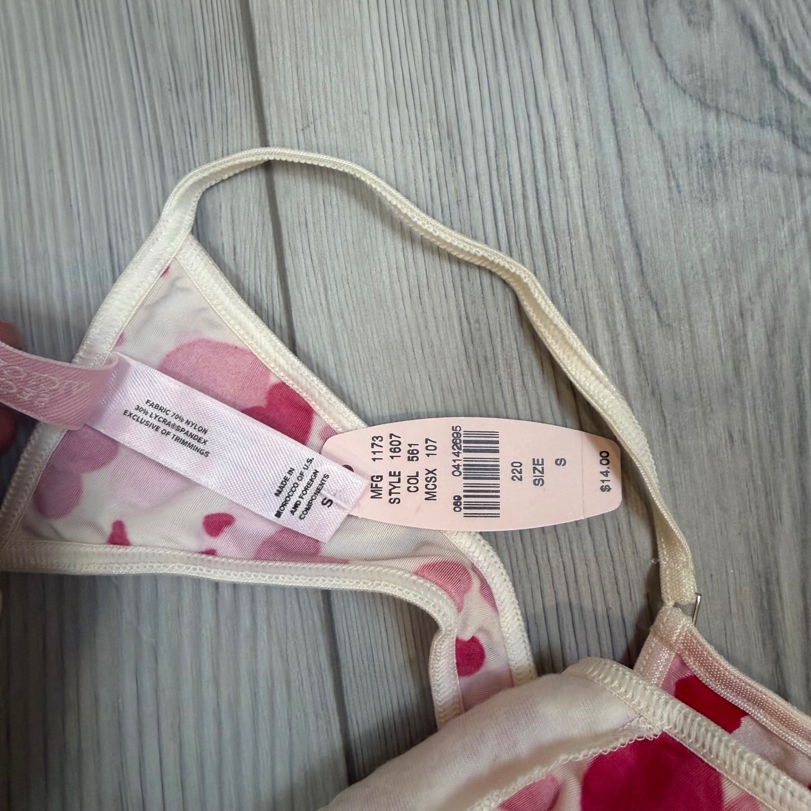 Vintage Victoria&rsquo;s Secret Heart Print V-String Thong 2001 Y2K Pink Red NWT Small