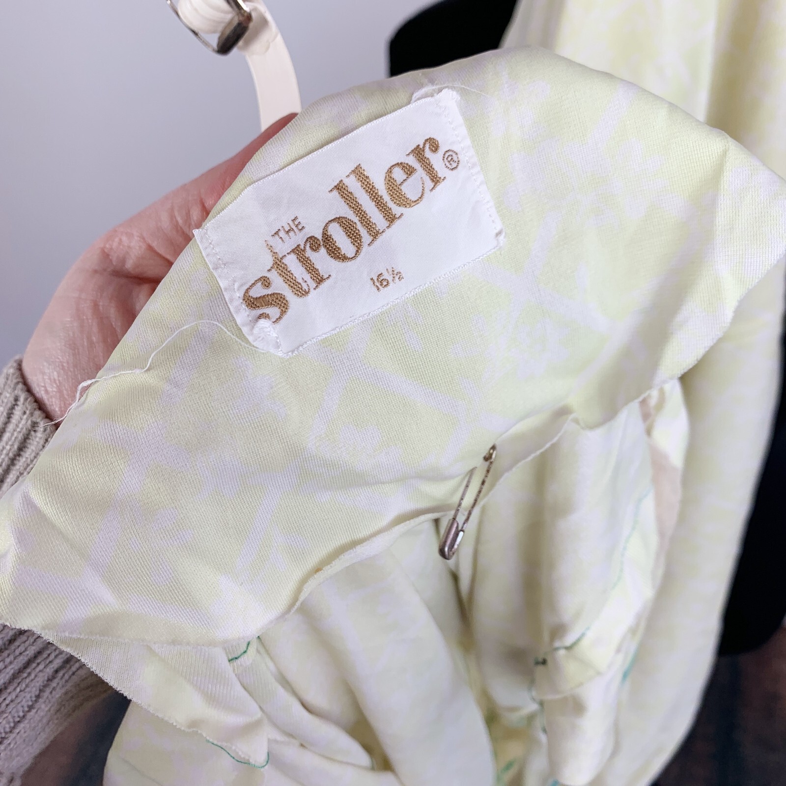 Vintage 60s The Stroller Yellow Aqua Zipper Cutter Dress Twee Belt Size 16.5