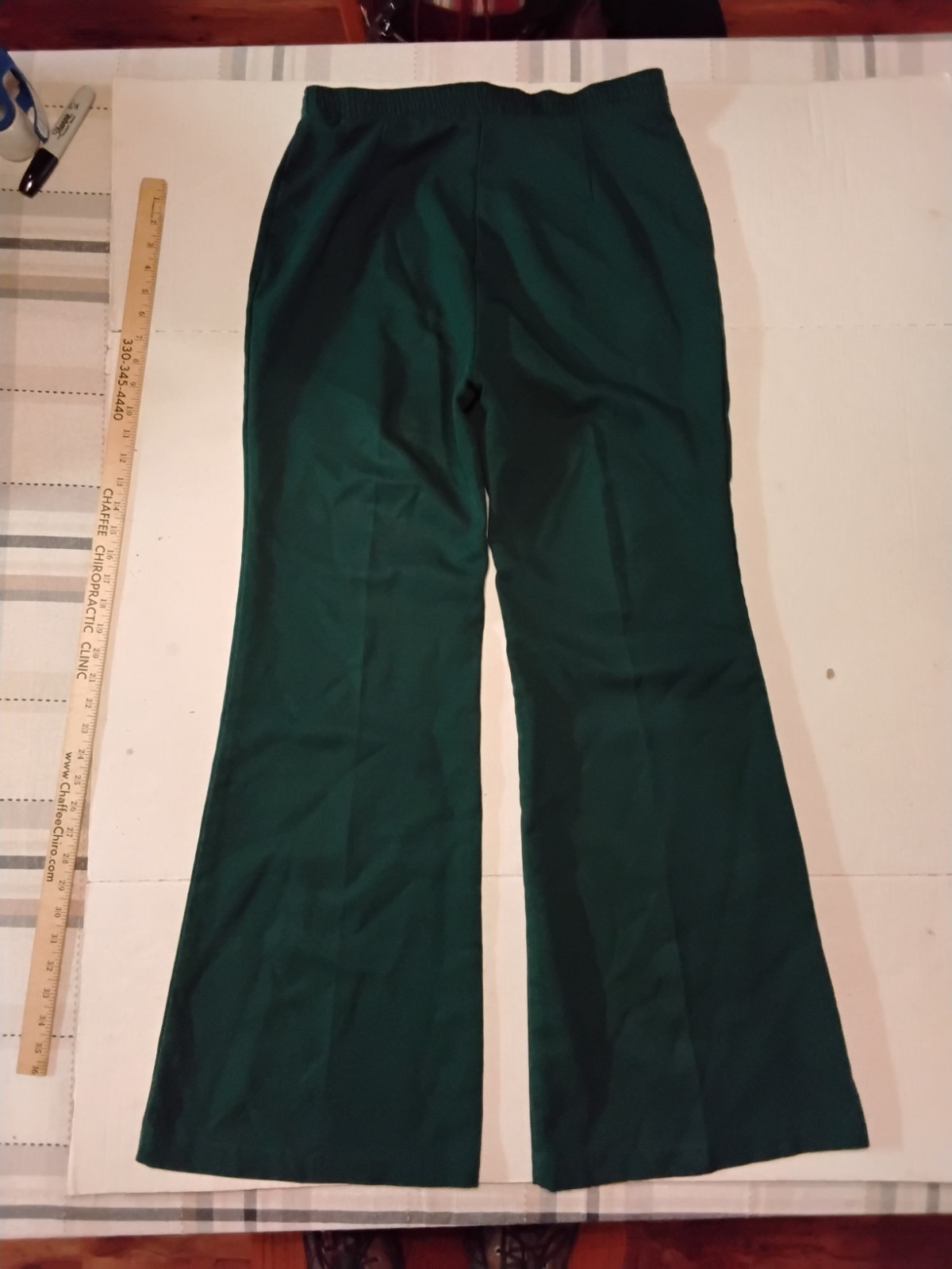 VTG 70s Polyester Green Bell Bottom Pants Women&rsquo;s 12 (31&Prime;x31&Prime;) Disco Hippie