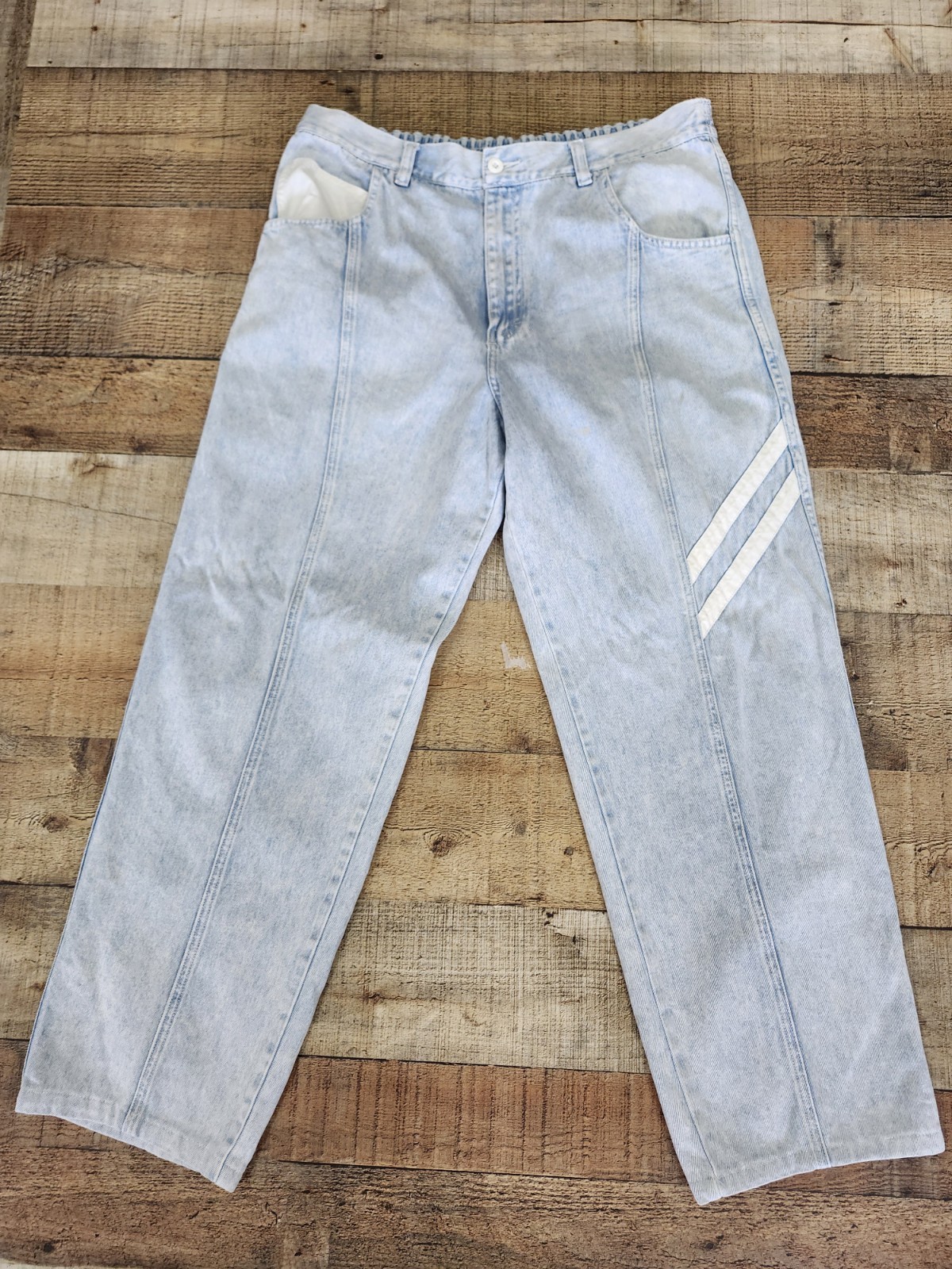 Vtg 80s Brittania Britt Sports Elastic Waist Denim Pants Sz M(32) Great Shape