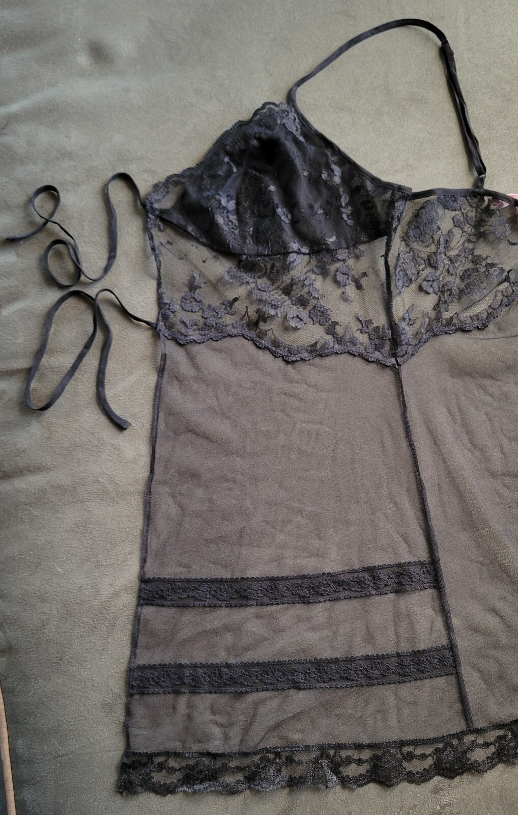 NWOT Vintage Victoria&rsquo;s Secret Black Sheer Teddy & Thong Panties Set Size Small
