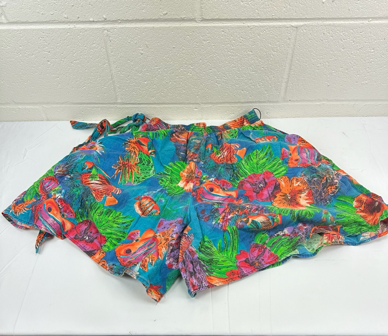 Connections Related Separates Hawaiian Tie Front Shirt Shorts Set Sz L Colorful