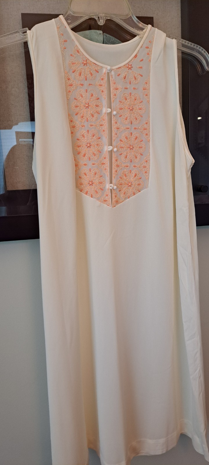 Off White Cream Vtg 2 Pc Gossard Artemis Robe Nightgown Beautiful Embroidery Med