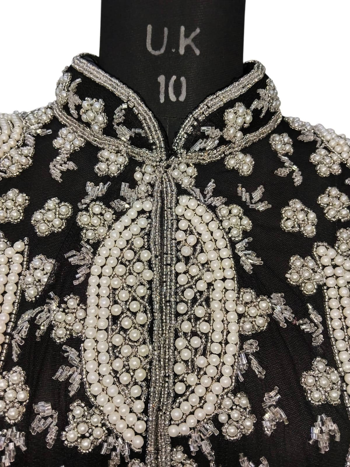 Black Beaded Capelet Bridal VTG Shawl Stole Shrug Fringe Wedding Women